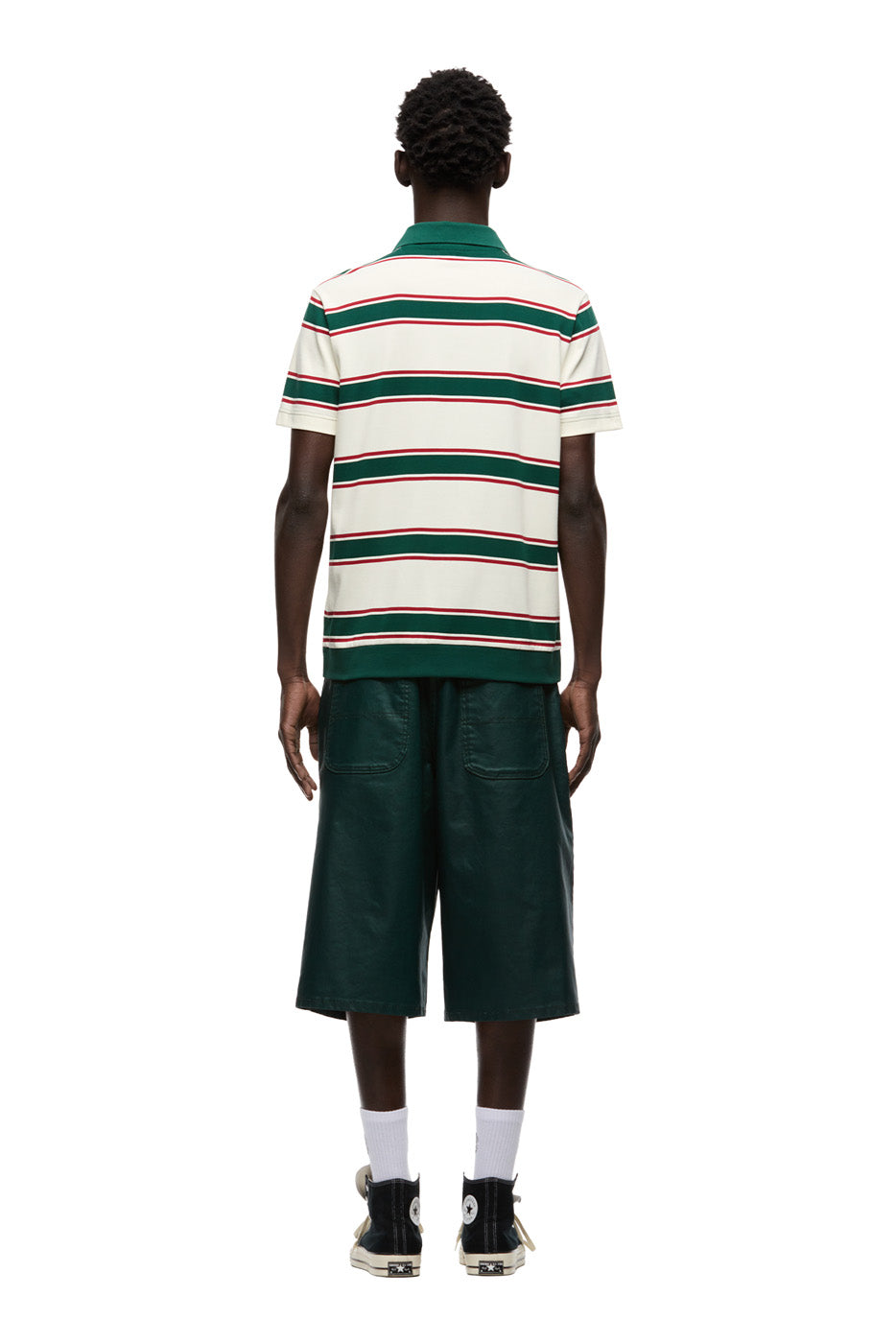 STRIPED JERSEY POLO DARK GREEN/ ROUGE RED