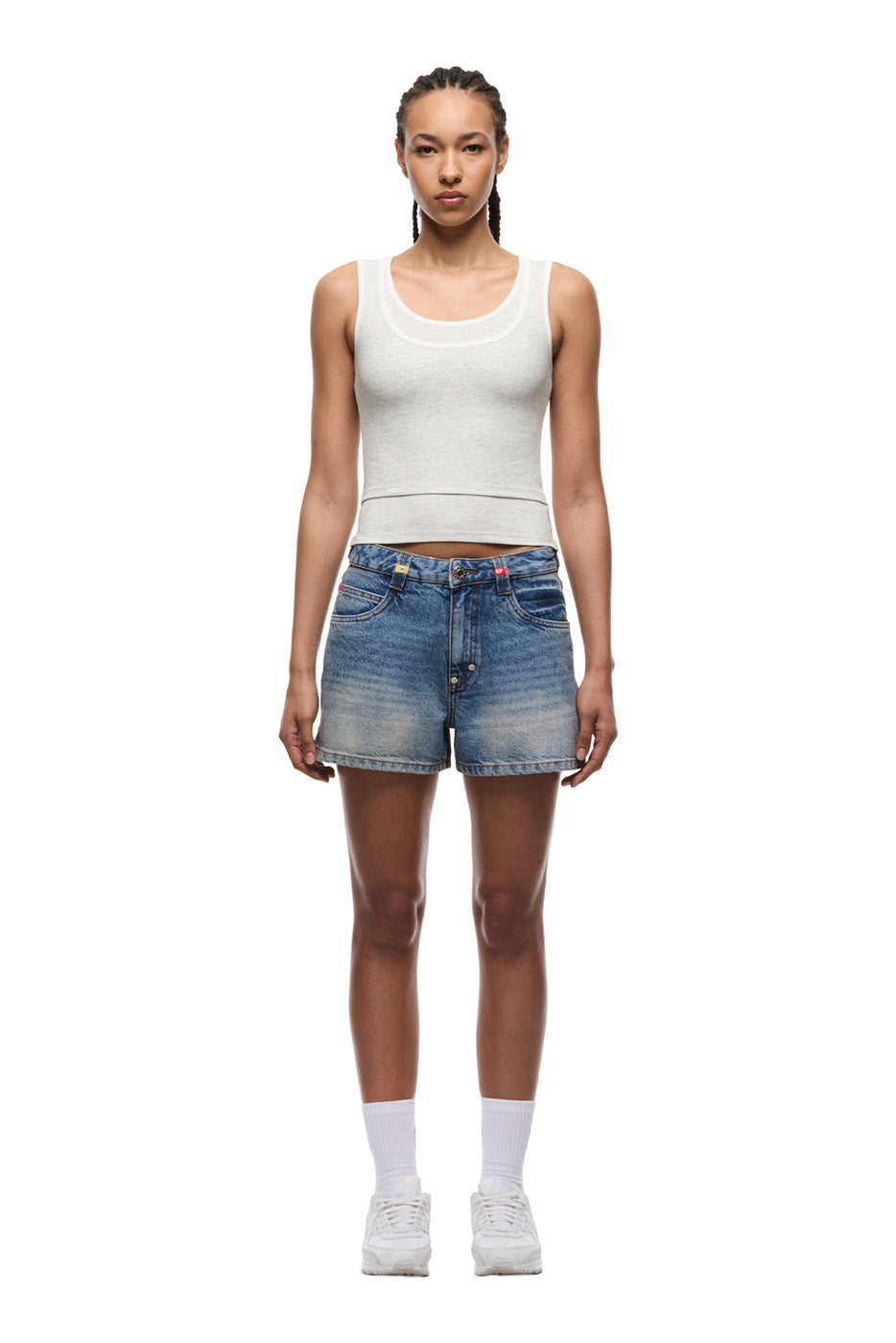 WMNS DOUBLE LAYER TANKTOP LIGHT GREY MELANGE