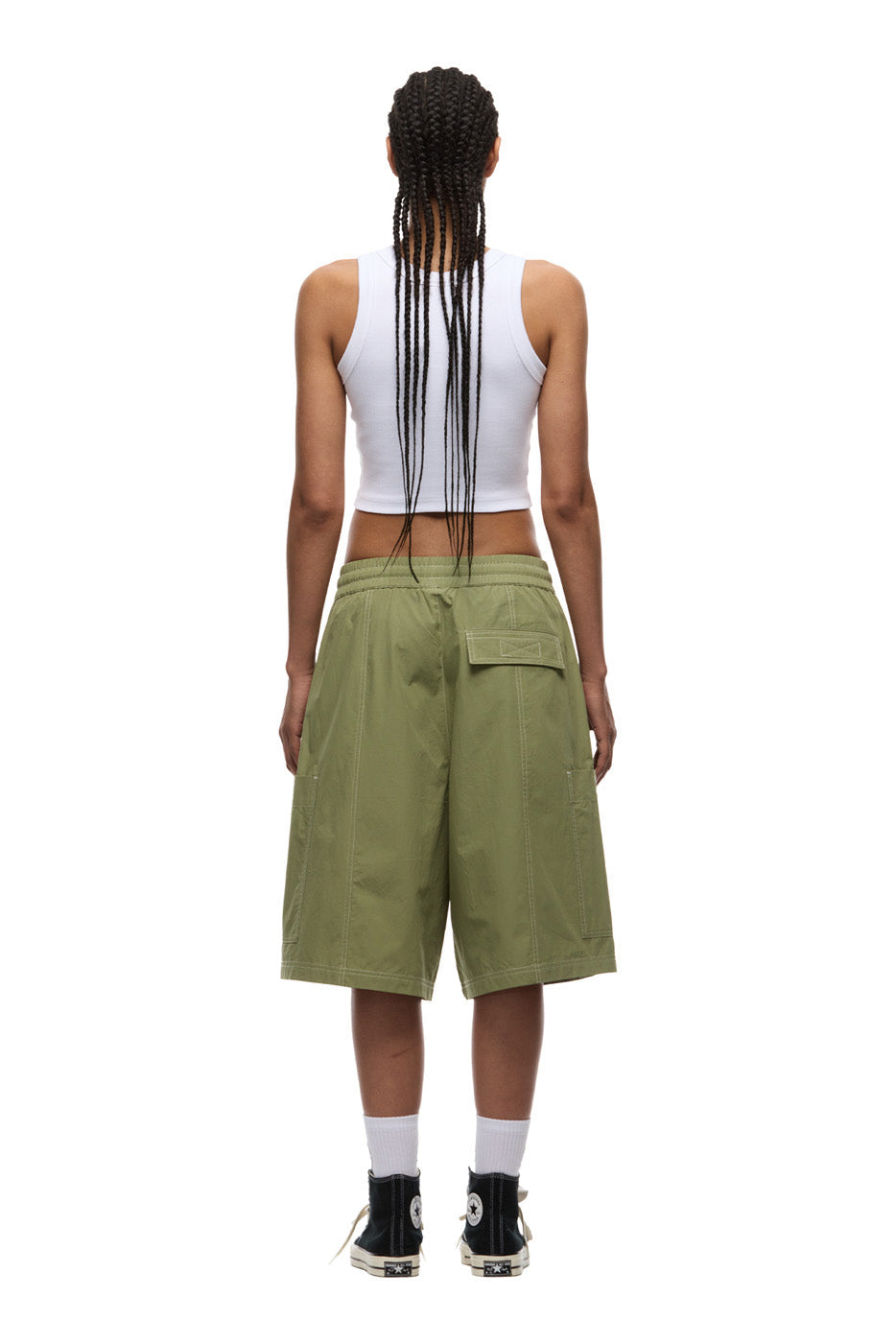 LONG BIG POCKET SHORTS PASTEL OLIVE