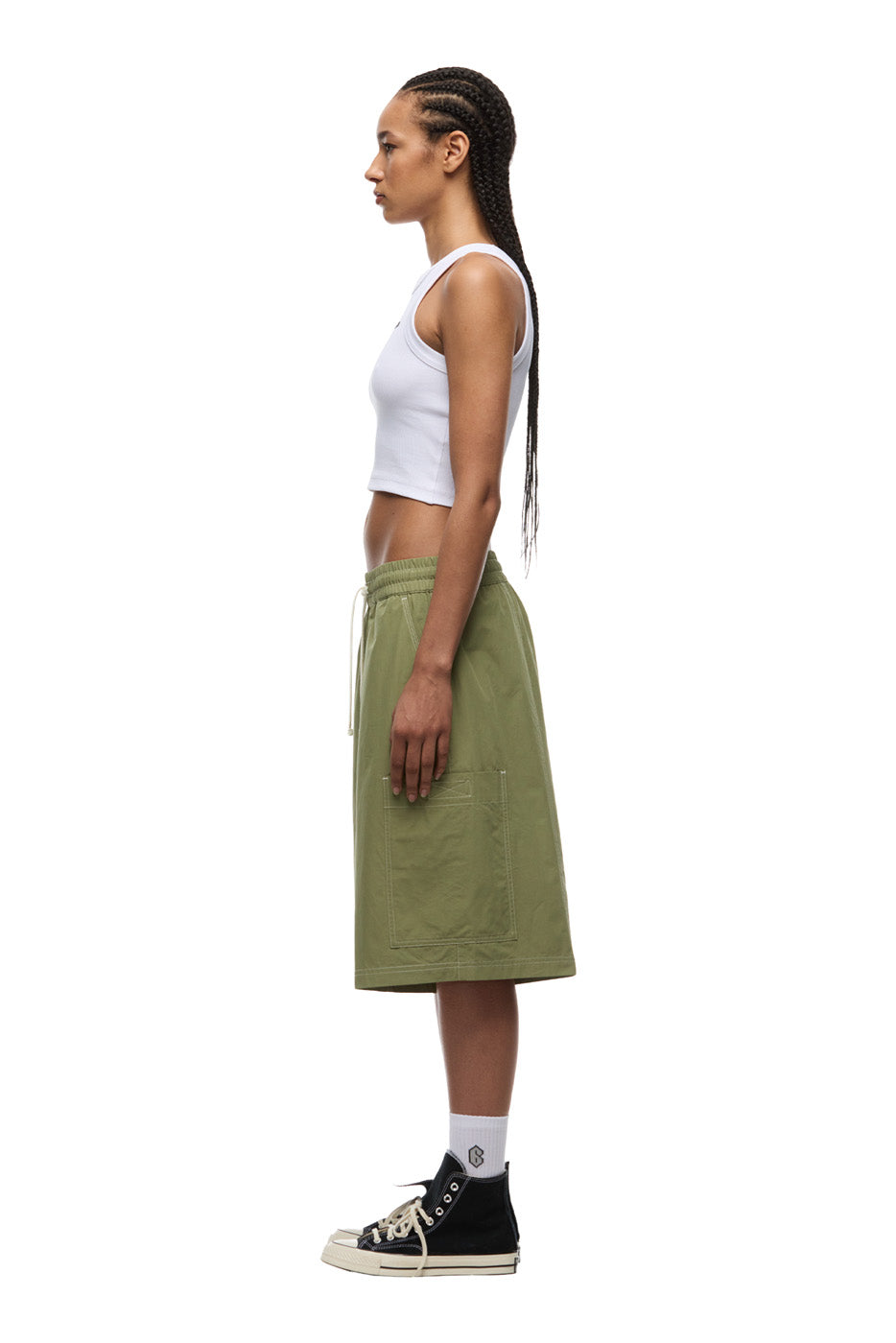 LONG BIG POCKET SHORTS PASTEL OLIVE