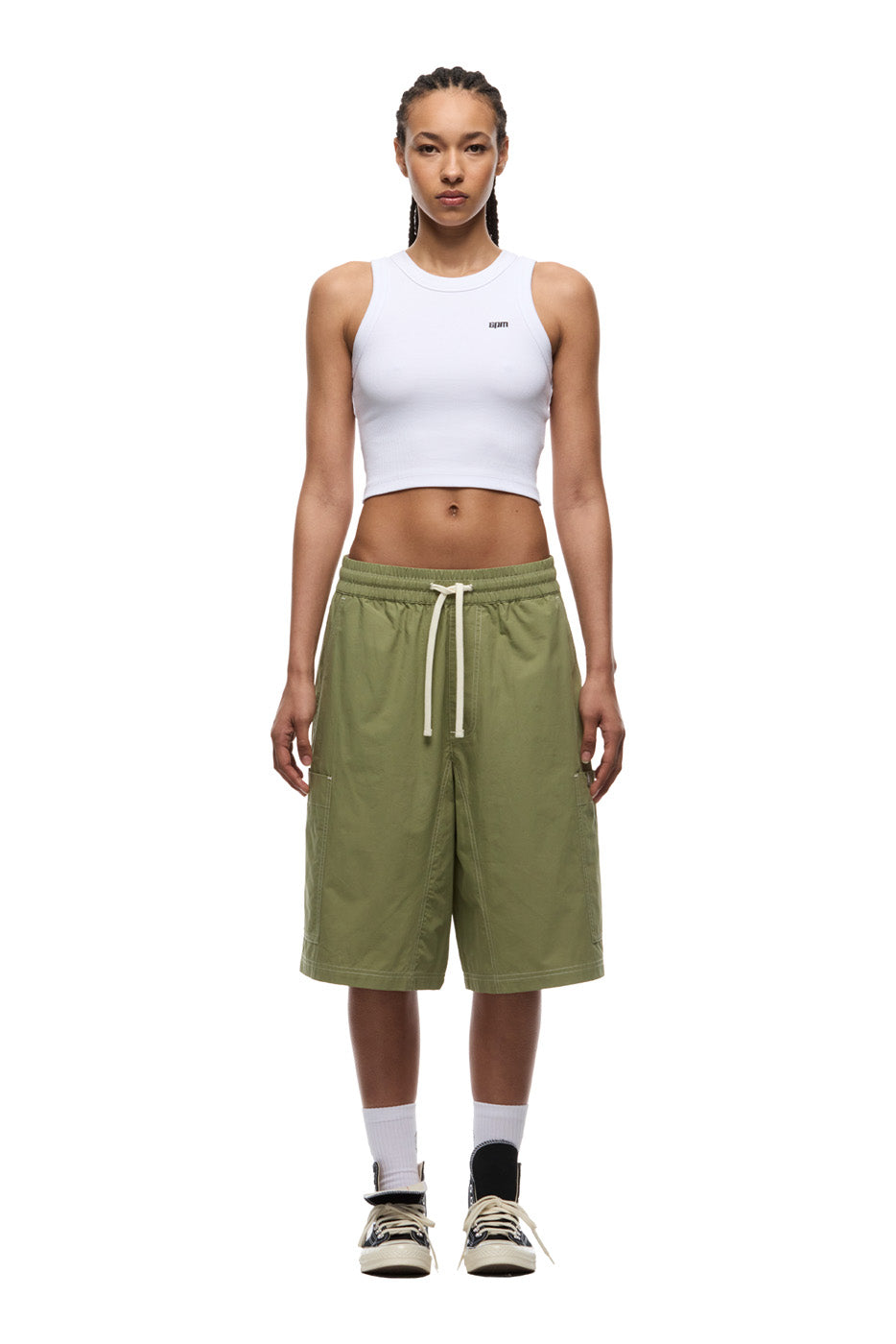 LONG BIG POCKET SHORTS PASTEL OLIVE