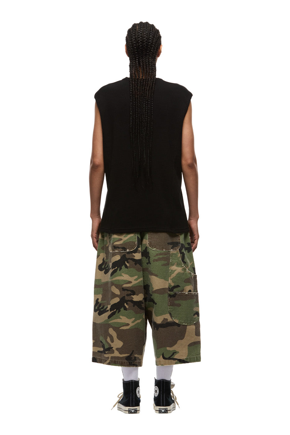 SLEEVELESS WAFFLE TEE BLACK