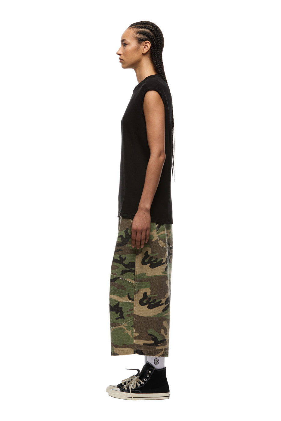 SLEEVELESS WAFFLE TEE BLACK