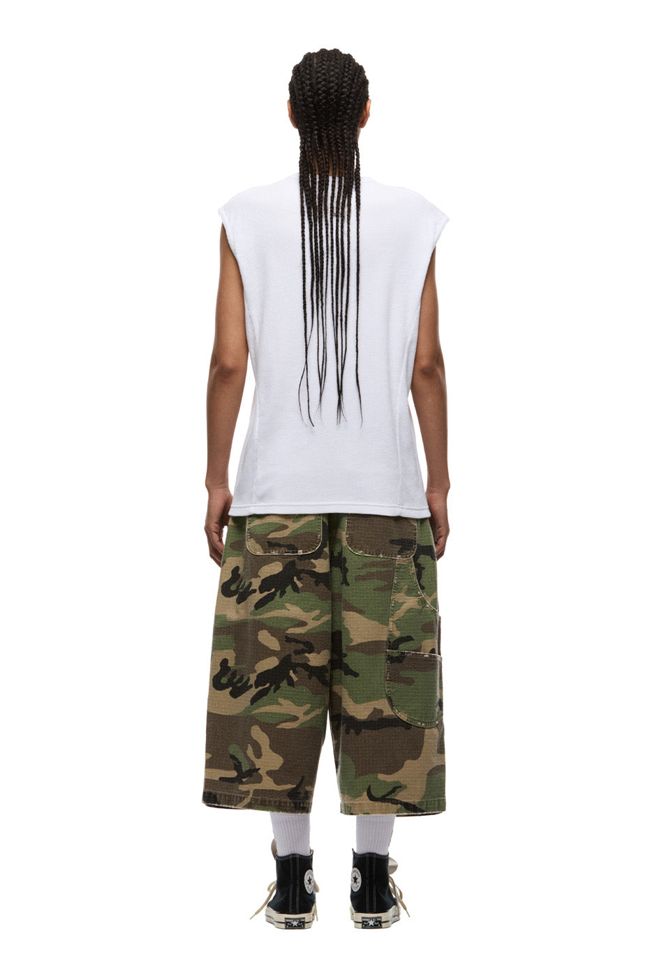 SLEEVELESS WAFFLE TEE WHITE