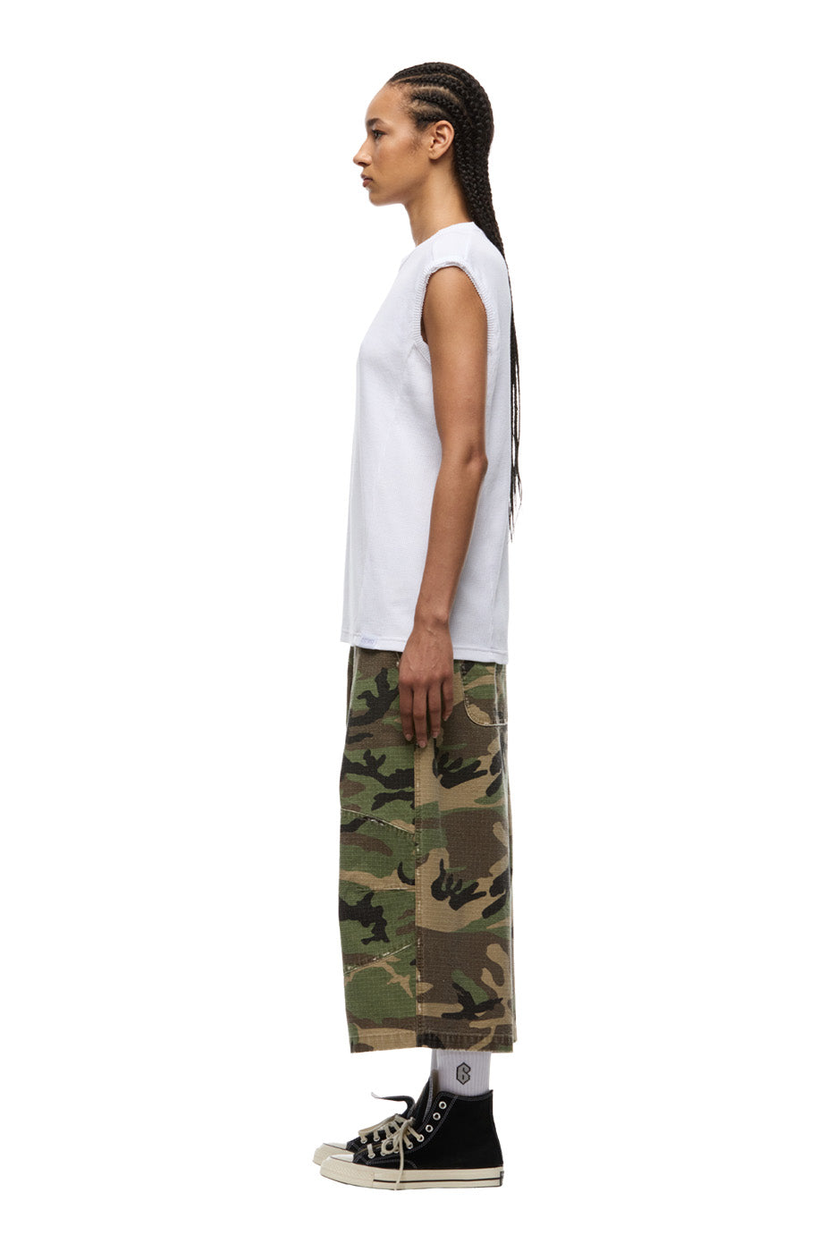 SLEEVELESS WAFFLE TEE WHITE
