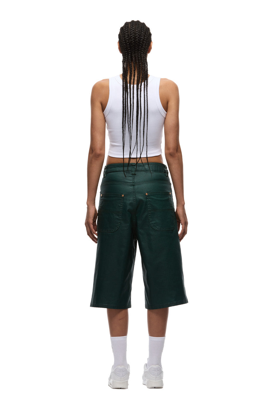 COATED DENIM SHORTS JUNGLE GREEN
