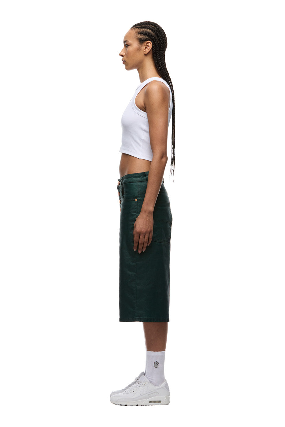 COATED DENIM SHORTS JUNGLE GREEN