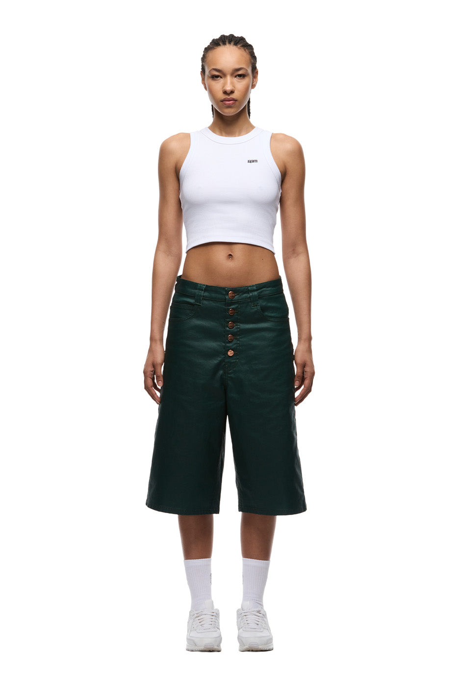 COATED DENIM SHORTS JUNGLE GREEN