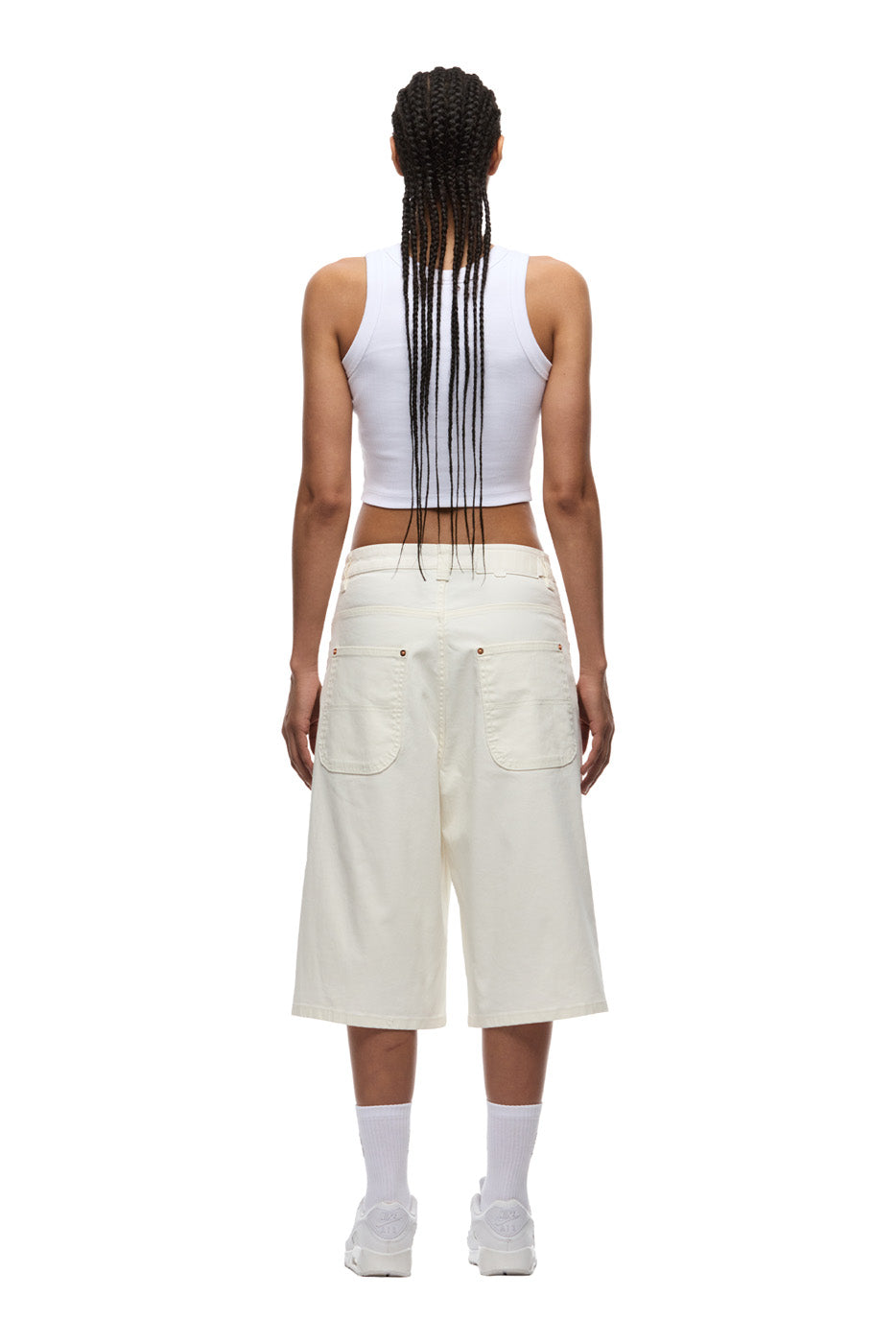COATED DENIM SHORTS WHITE