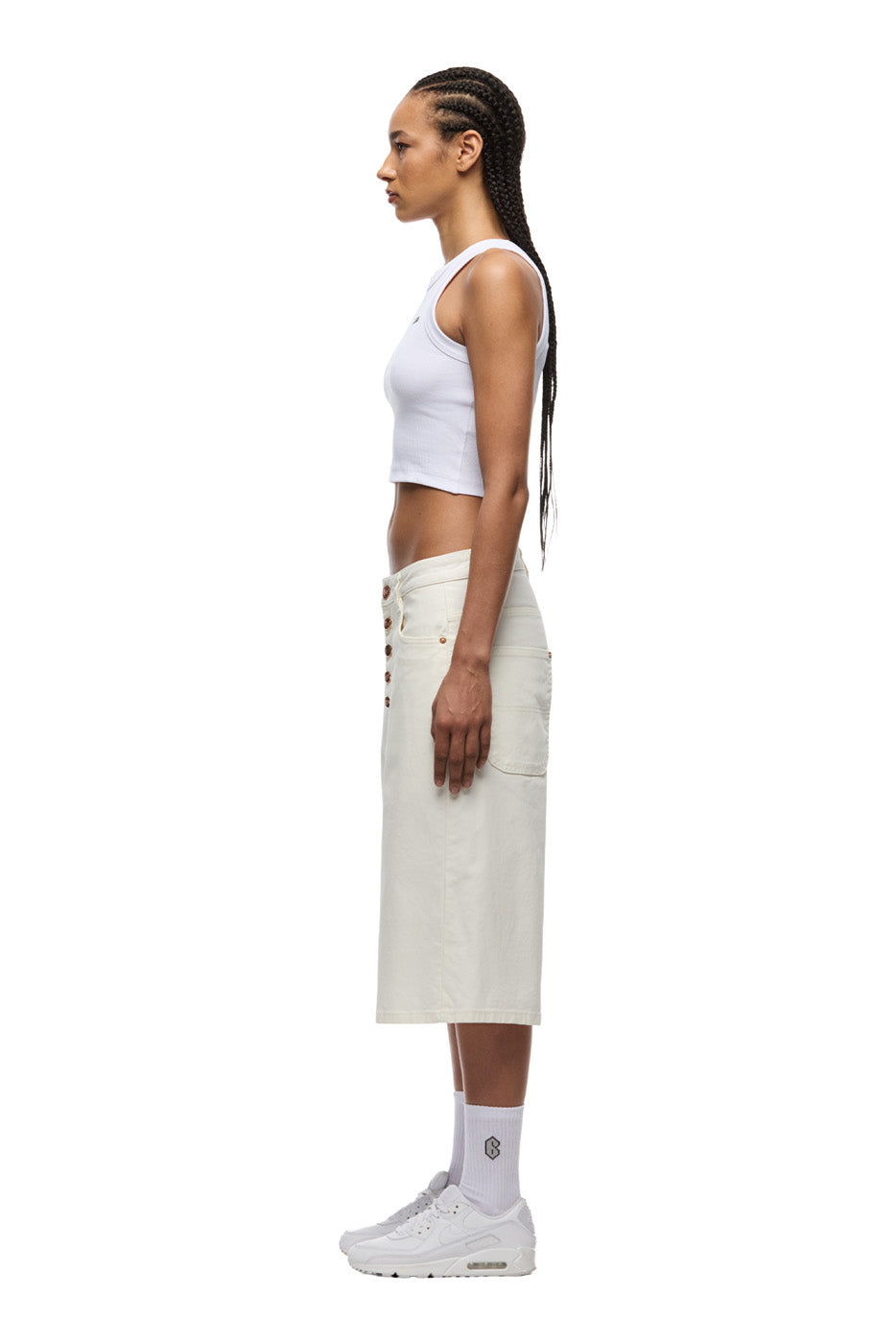COATED DENIM SHORTS WHITE