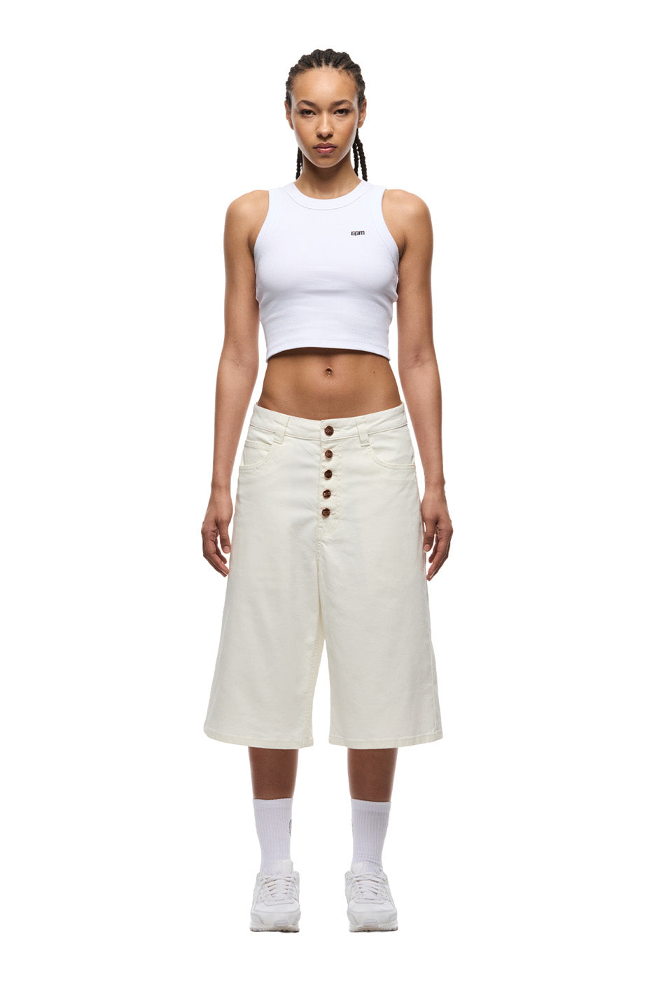COATED DENIM SHORTS WHITE