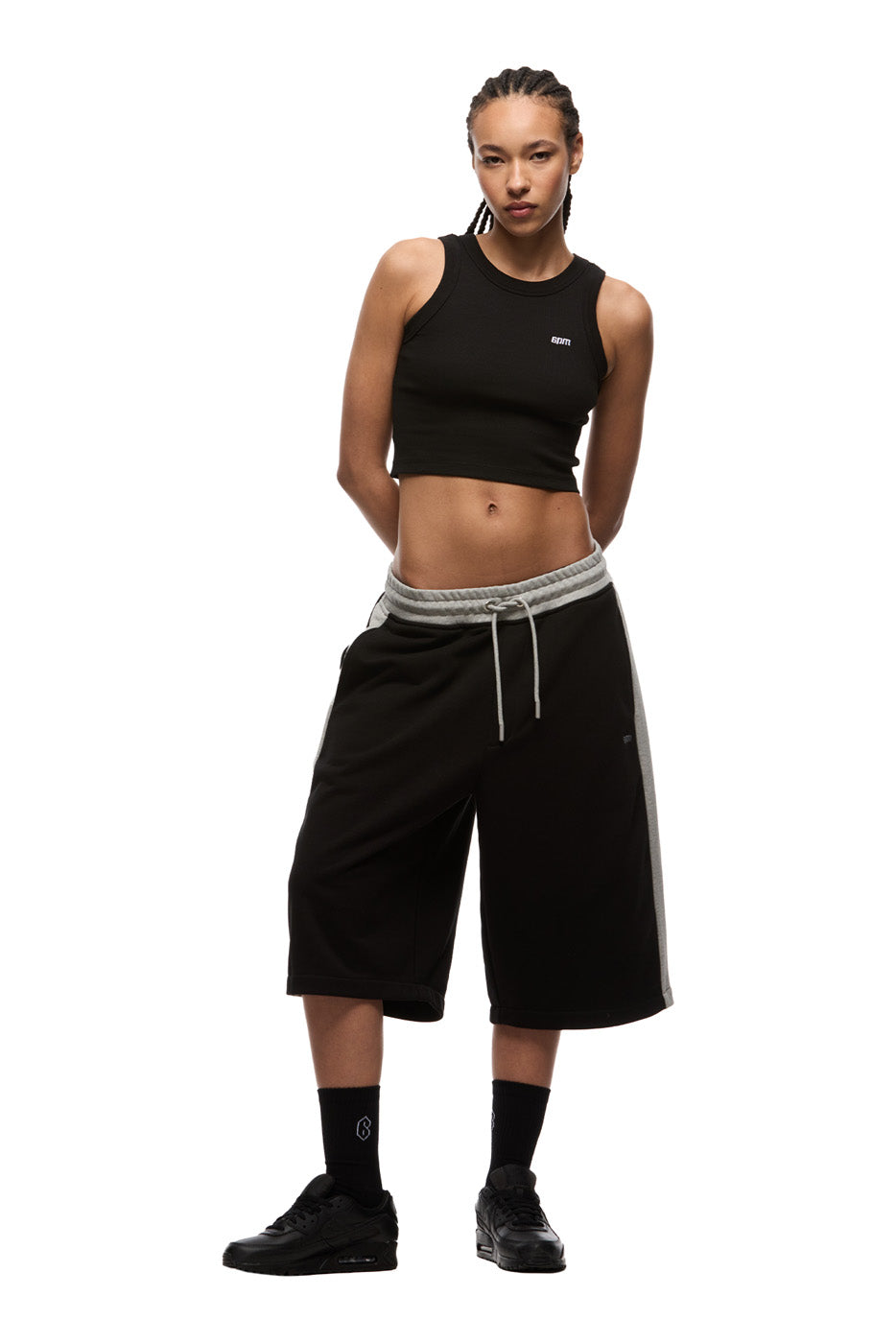 TWO TONE SWEAT SHORTS BLACK