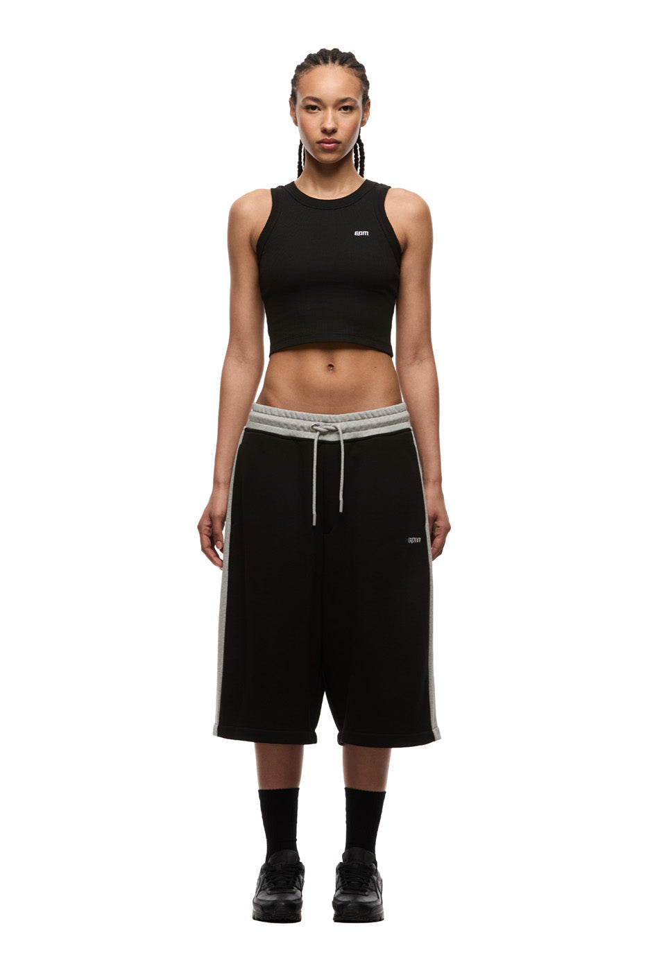 TWO TONE SWEAT SHORTS BLACK