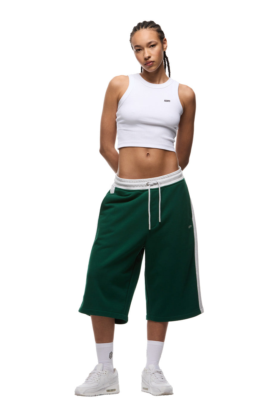 TWO TONE SWEAT SHORTS DARK GREEN