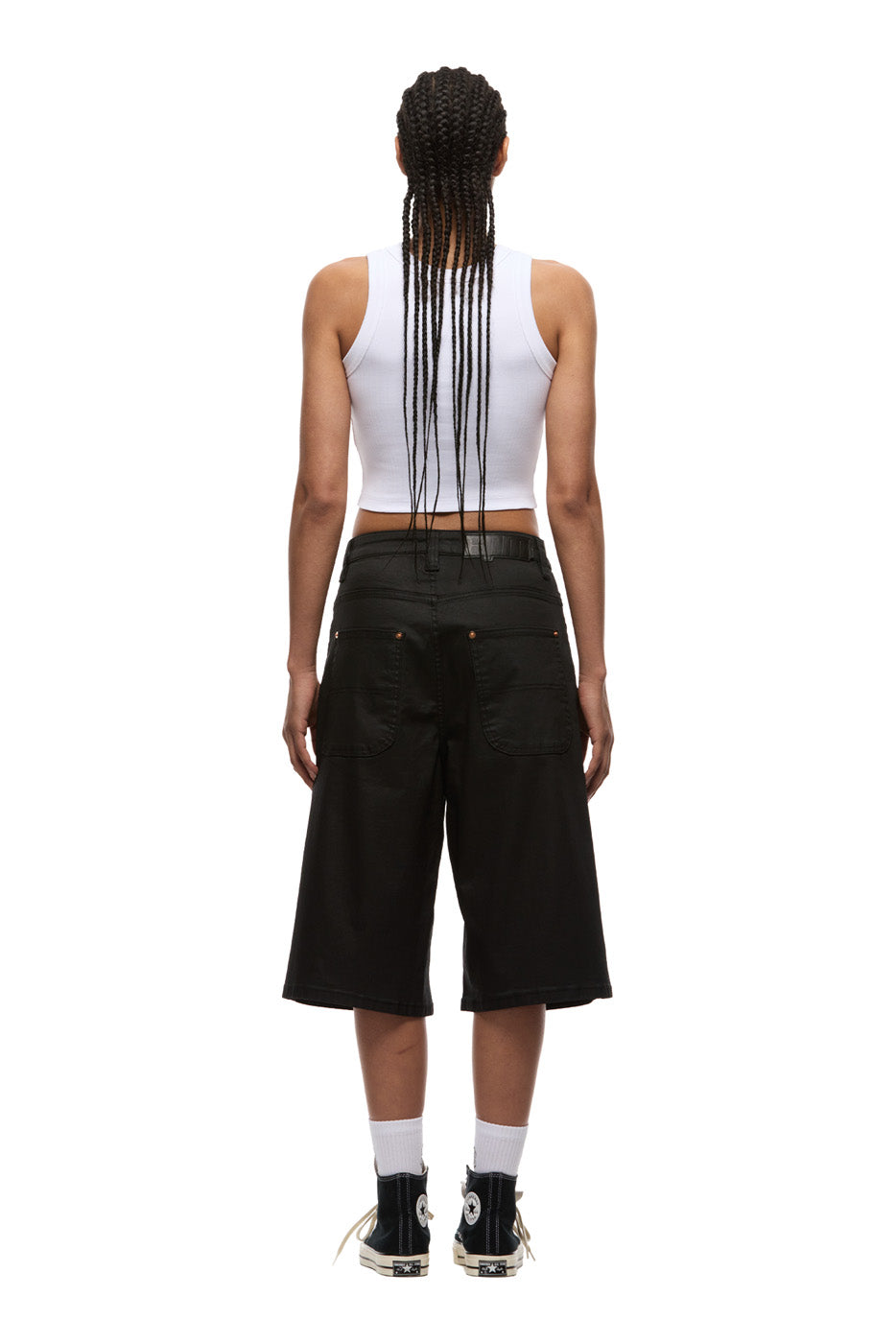 COATED DENIM SHORTS BLACK