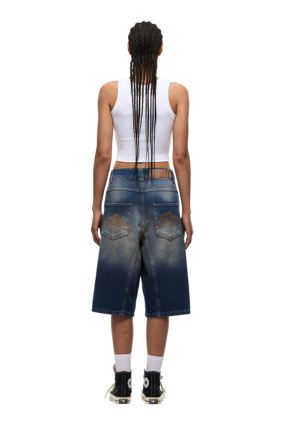 X-TRA WIDE DENIM SHORTS DARK BLUE