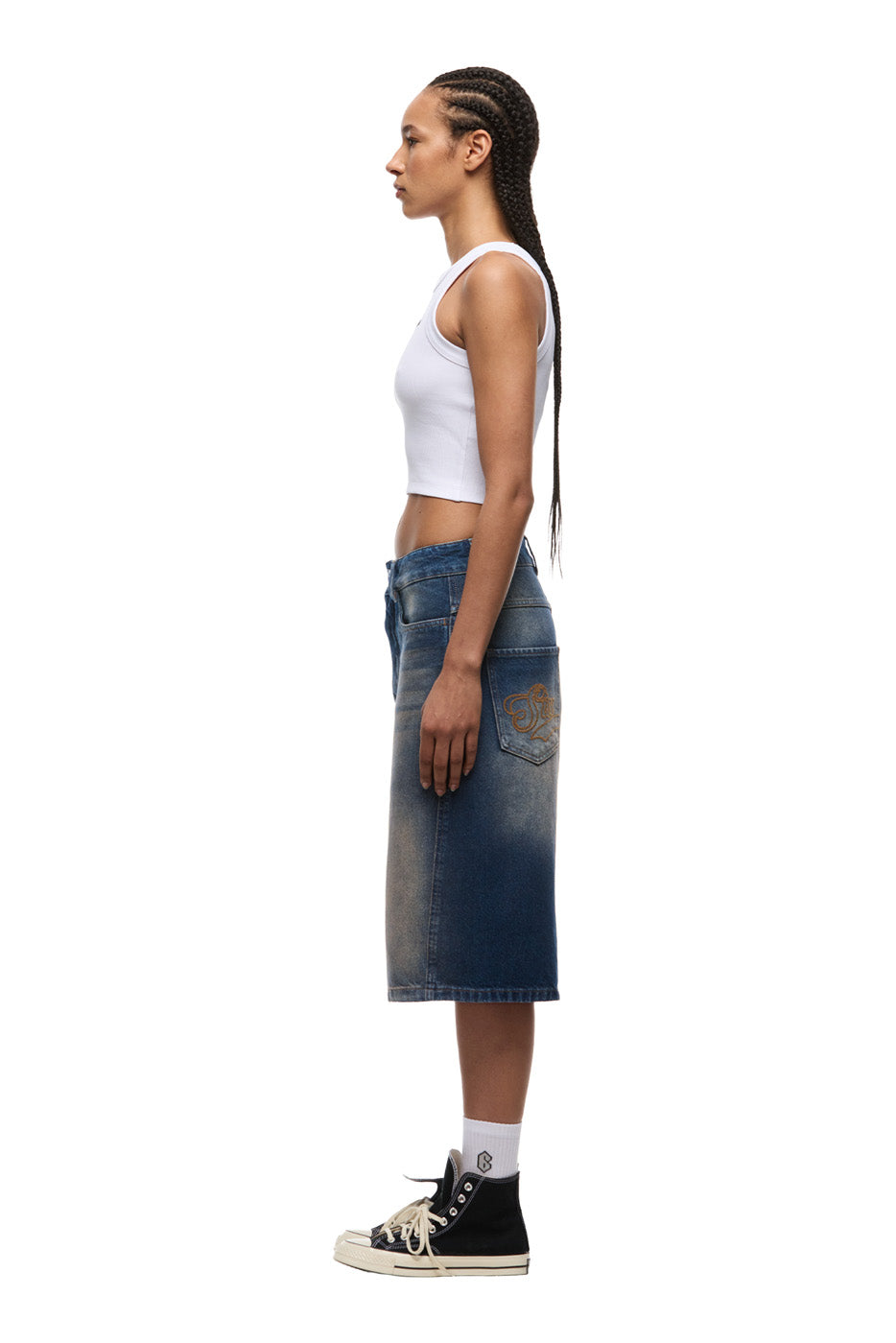 X-TRA WIDE DENIM SHORTS DARK BLUE