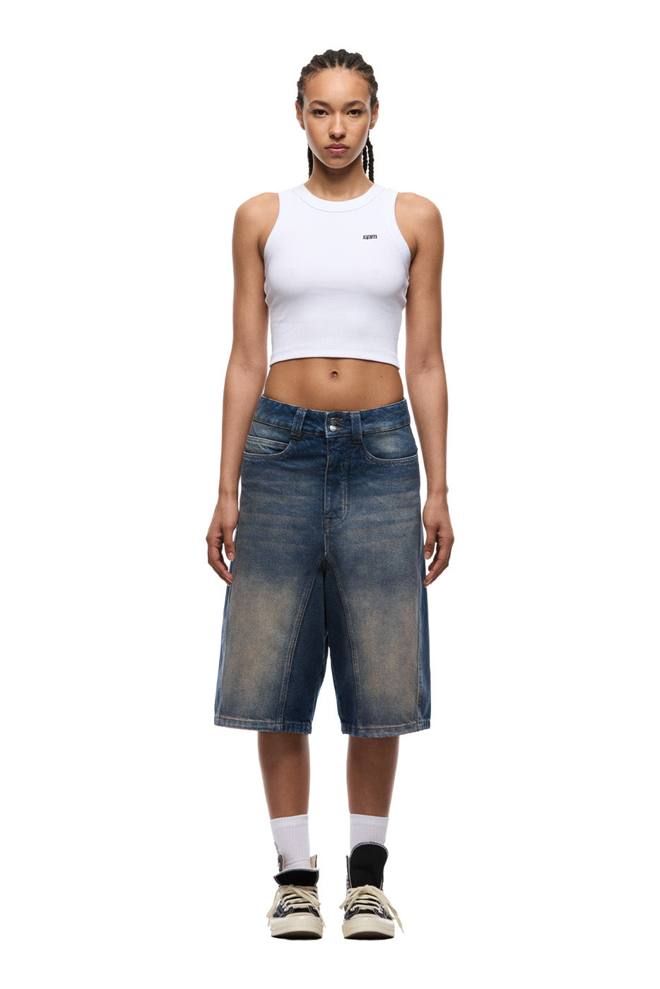 X-TRA WIDE DENIM SHORTS DARK BLUE