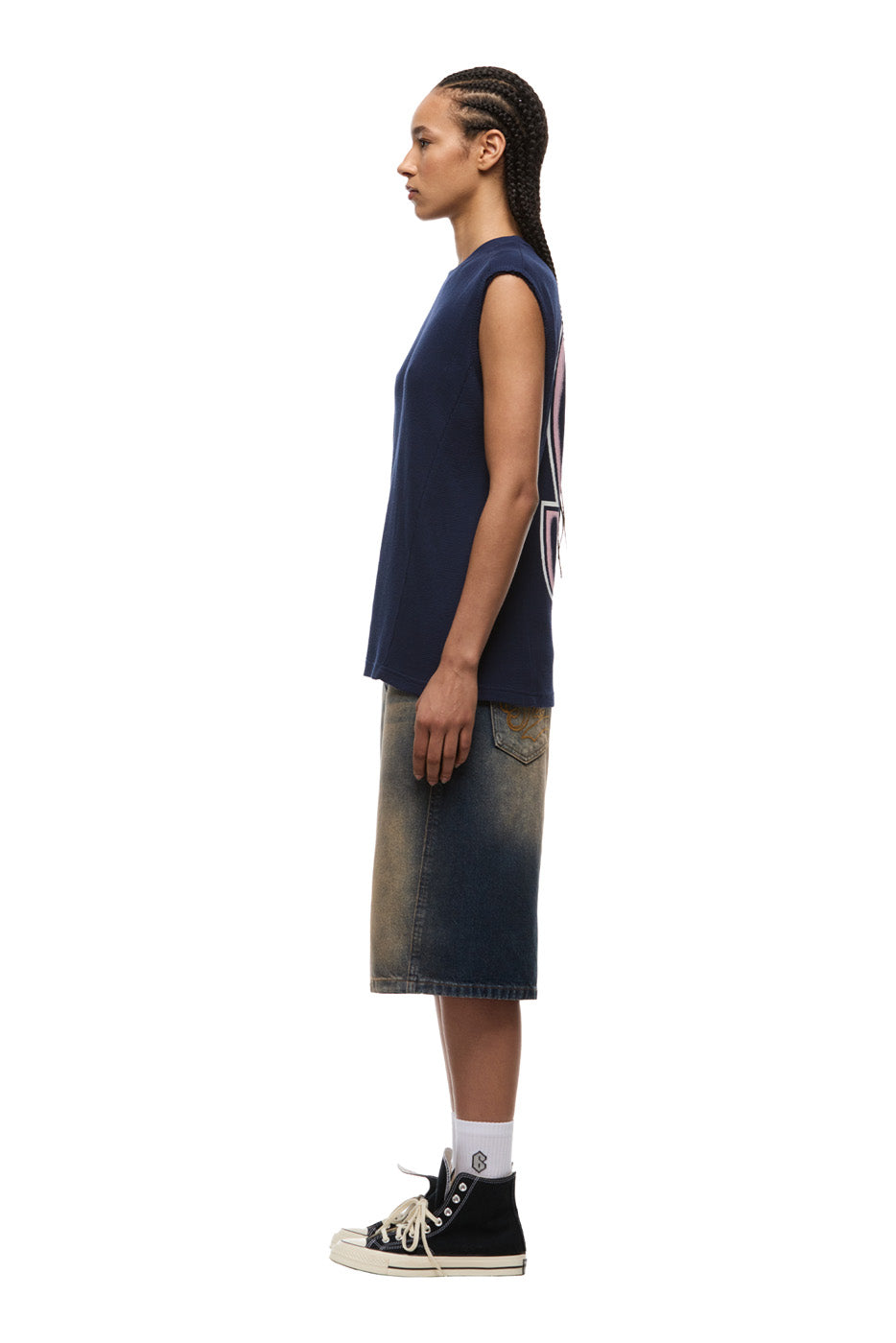 AIRBRUSHED SIX MUSCLE TEE INK NAVY