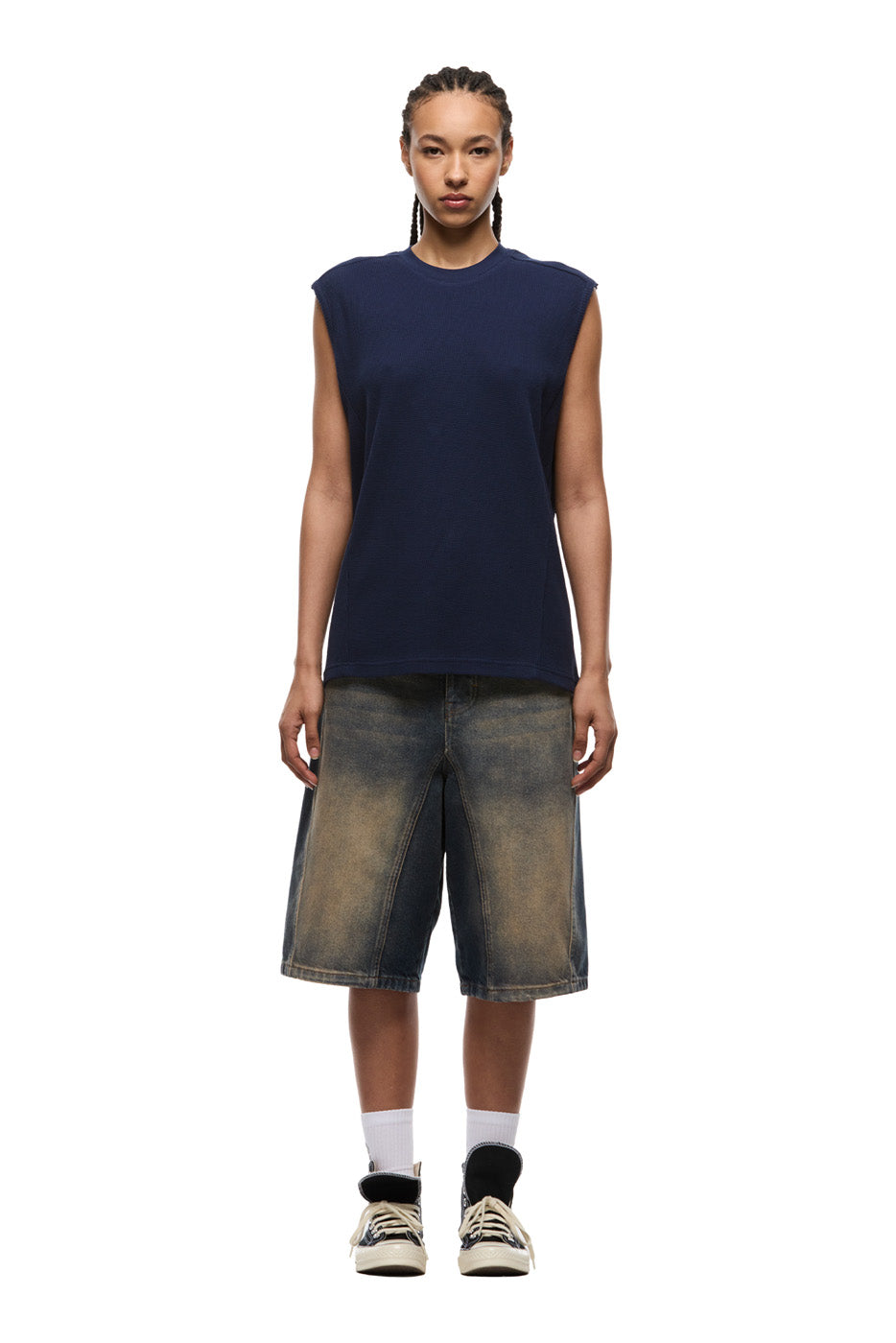 AIRBRUSHED SIX MUSCLE TEE INK NAVY