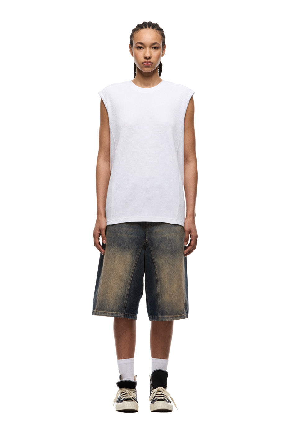 AIRBRUSHED SIX MUSCLE TEE WHITE