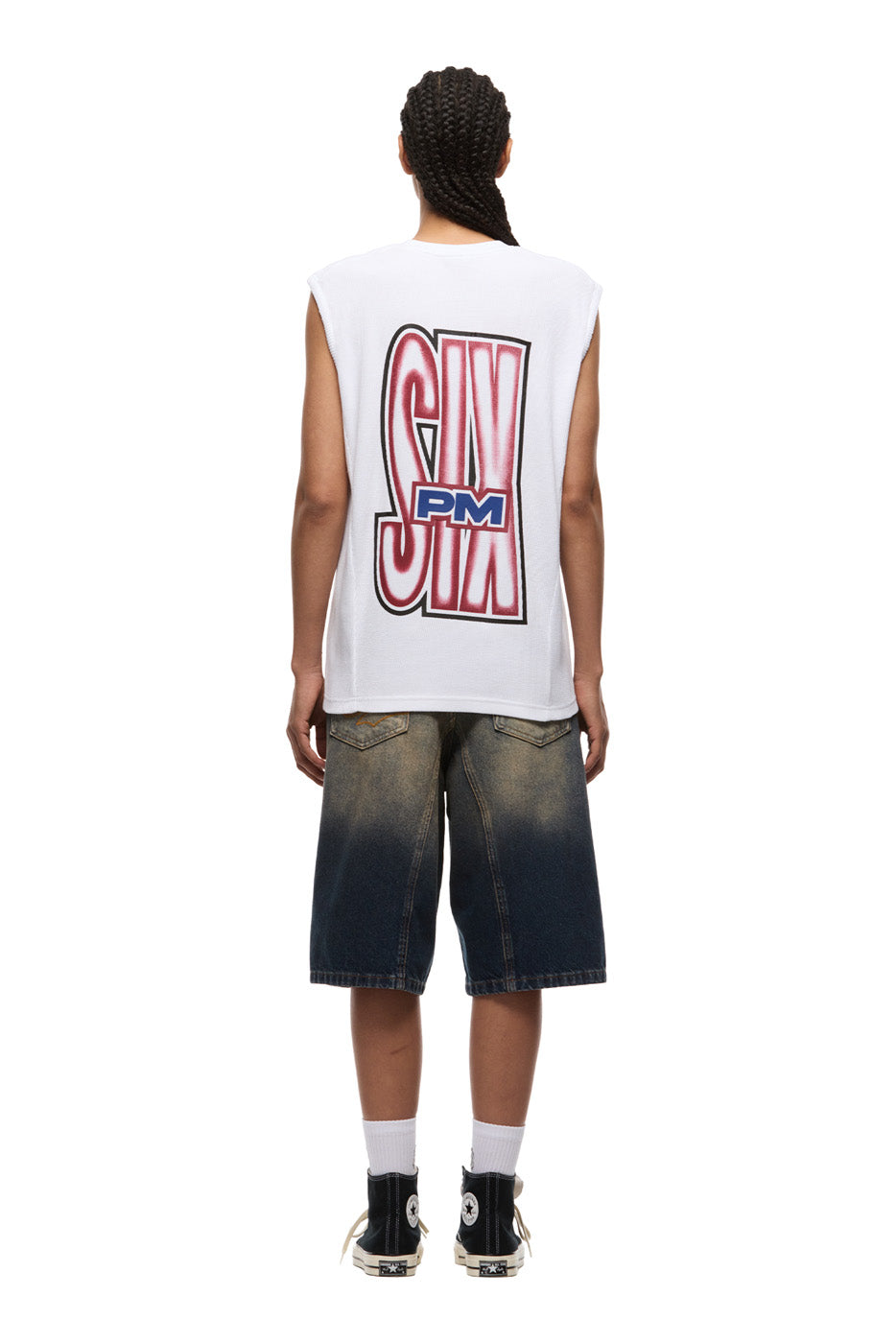 AIRBRUSHED SIX MUSCLE TEE WHITE