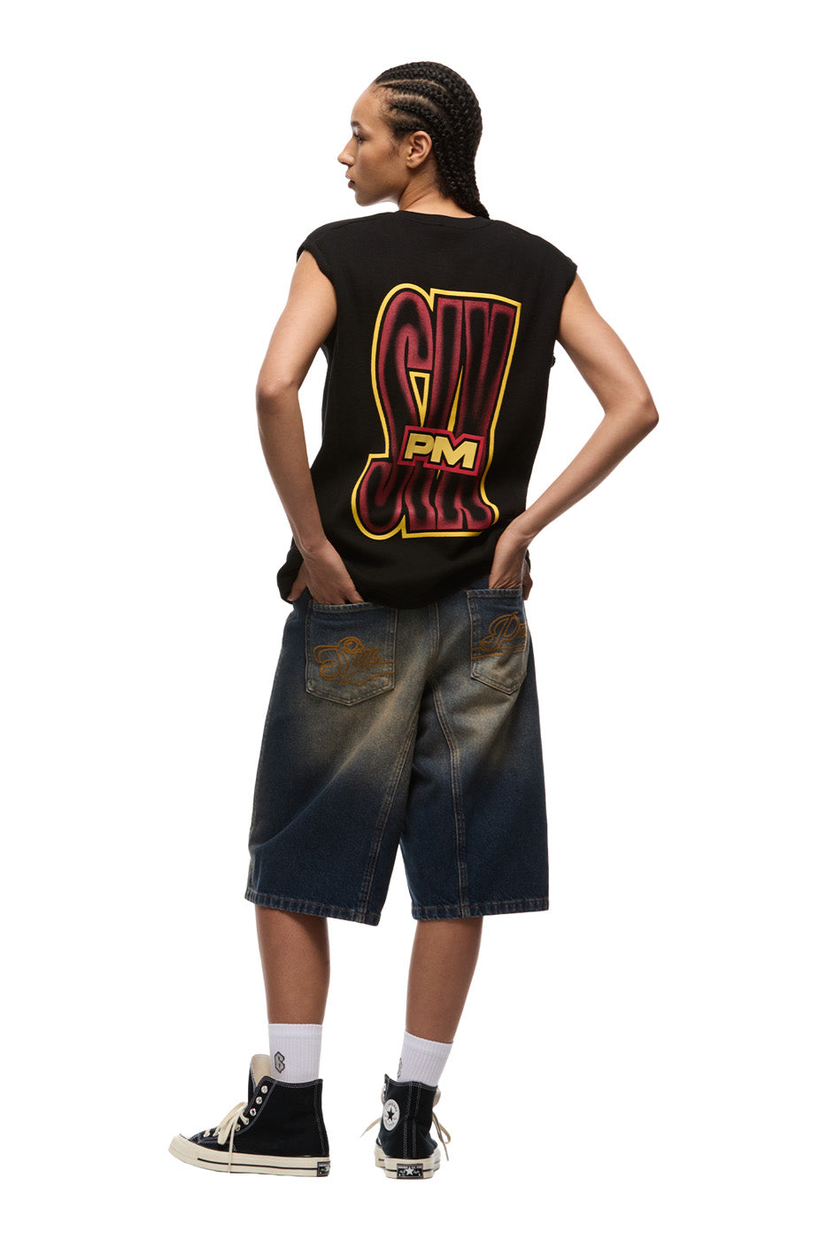 AIRBRUSHED SIX MUSCLE TEE BLACK