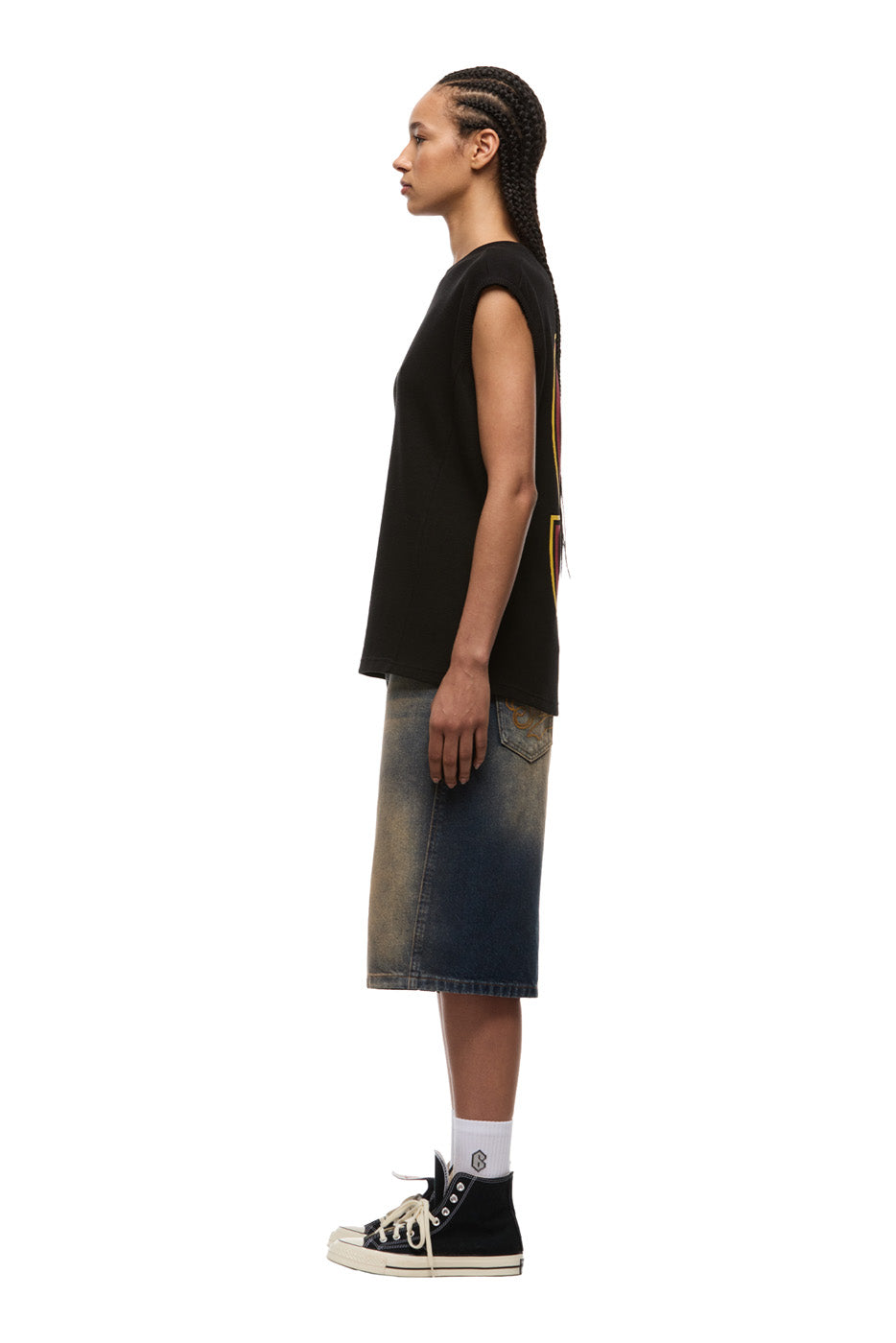 AIRBRUSHED SIX MUSCLE TEE BLACK
