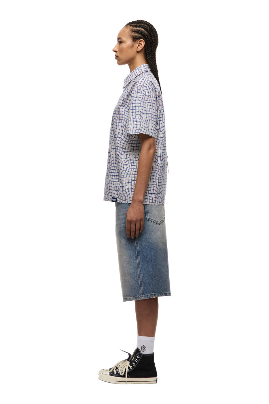 WARPED GRID SHIRT STRAWBERRY MILK