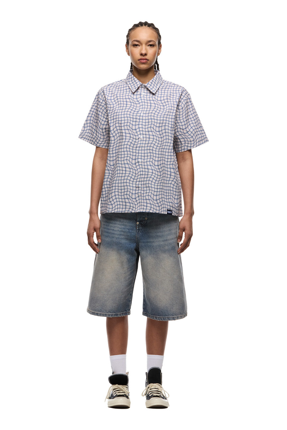 WARPED GRID SHIRT STRAWBERRY MILK