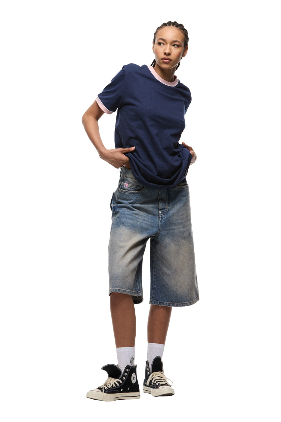 PIPING TEE INK NAVY