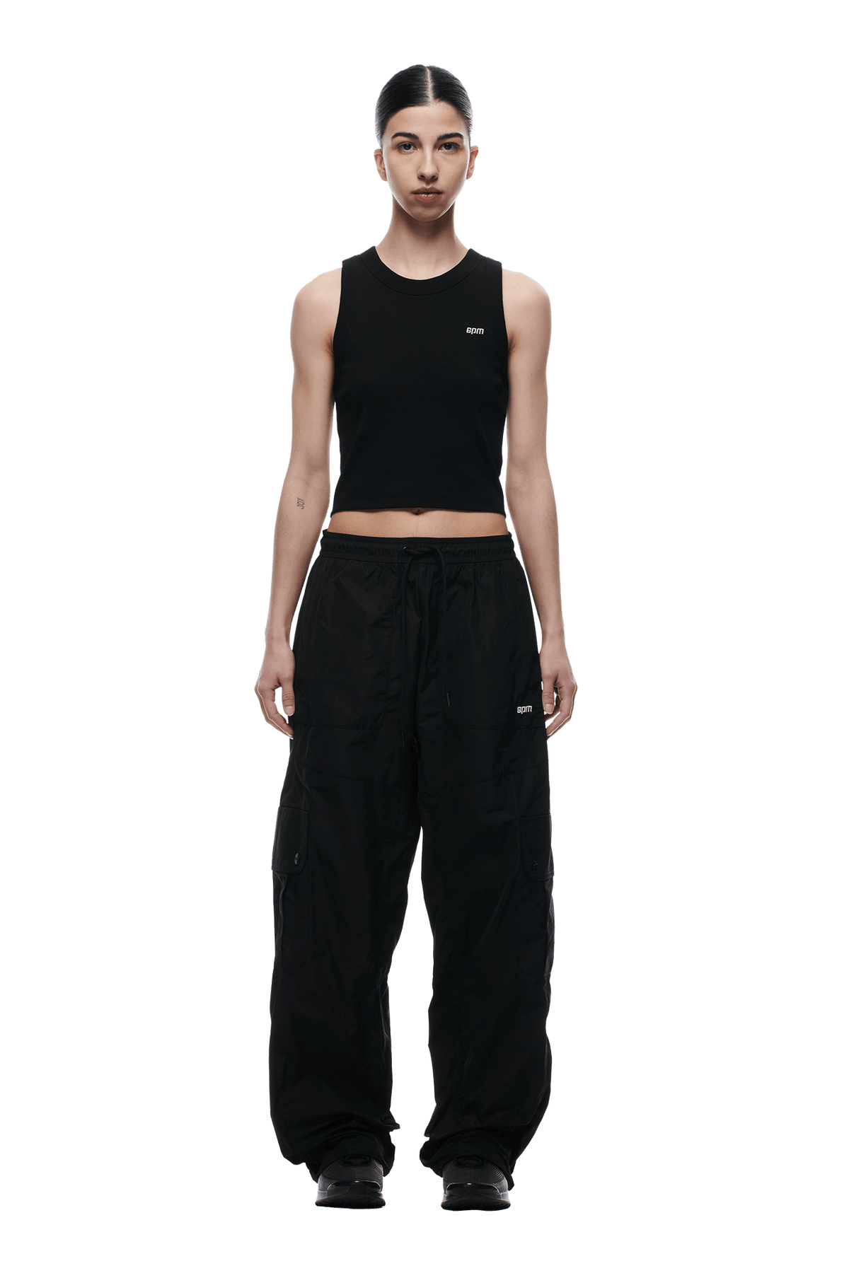 NYLON CARGO PANTS BLACK