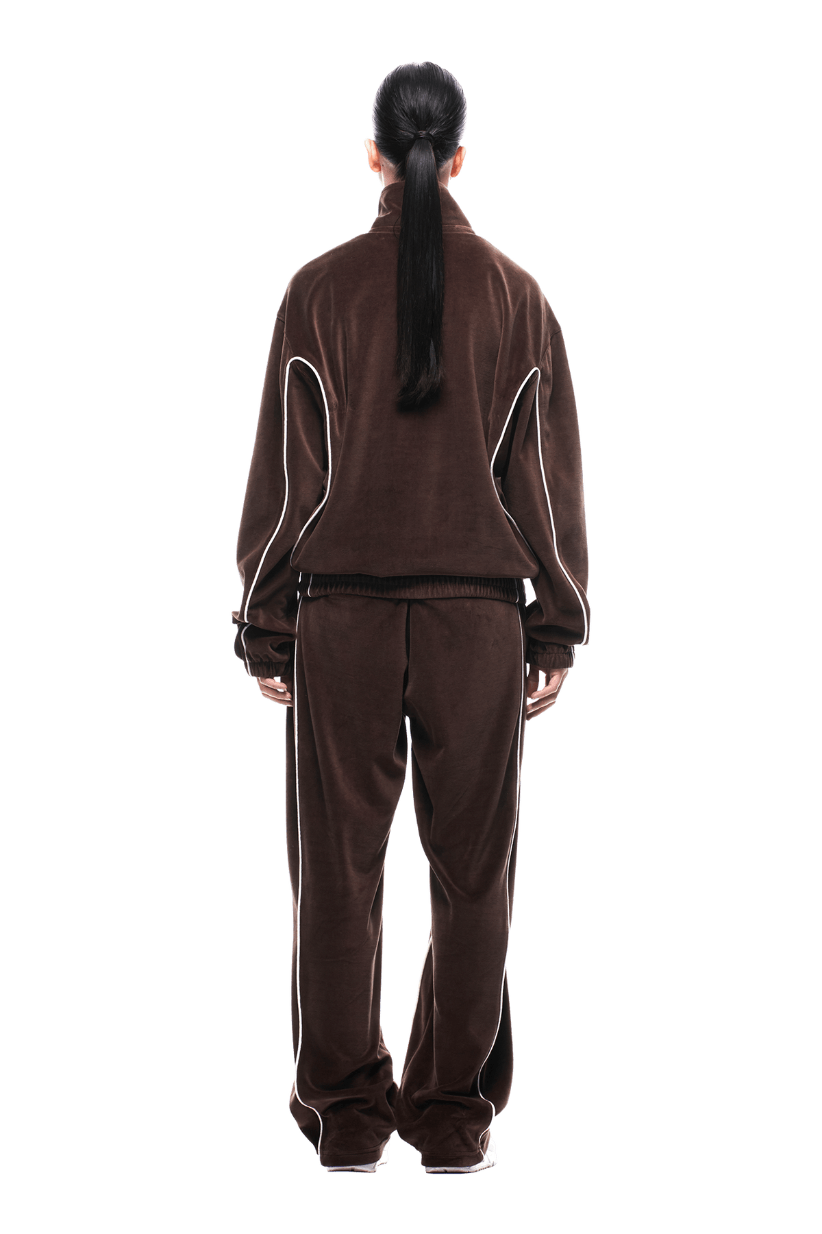 VELOURS TRACK JACKET CHOCOLATE BROWN