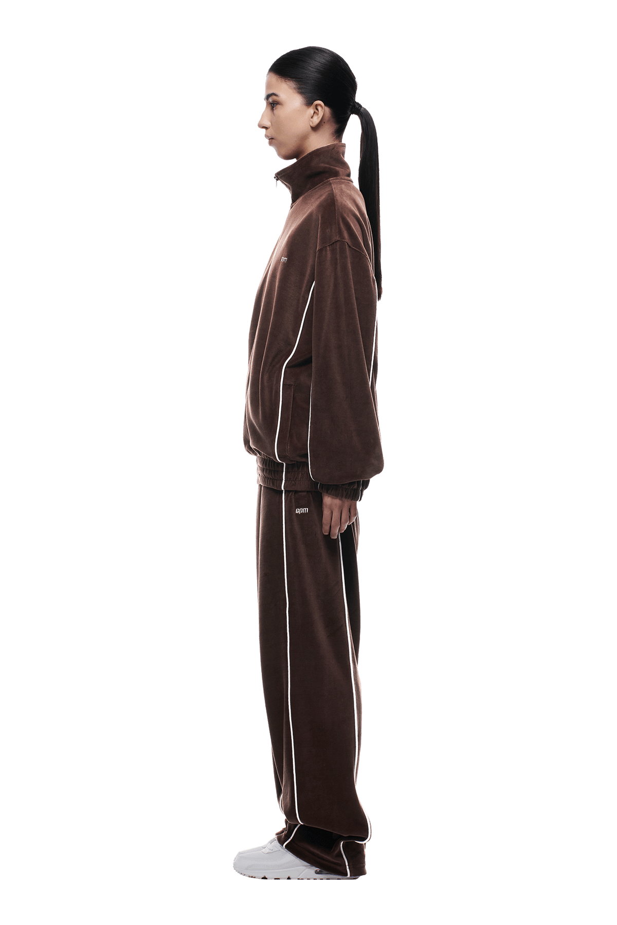 VELOURS TRACK JACKET CHOCOLATE BROWN