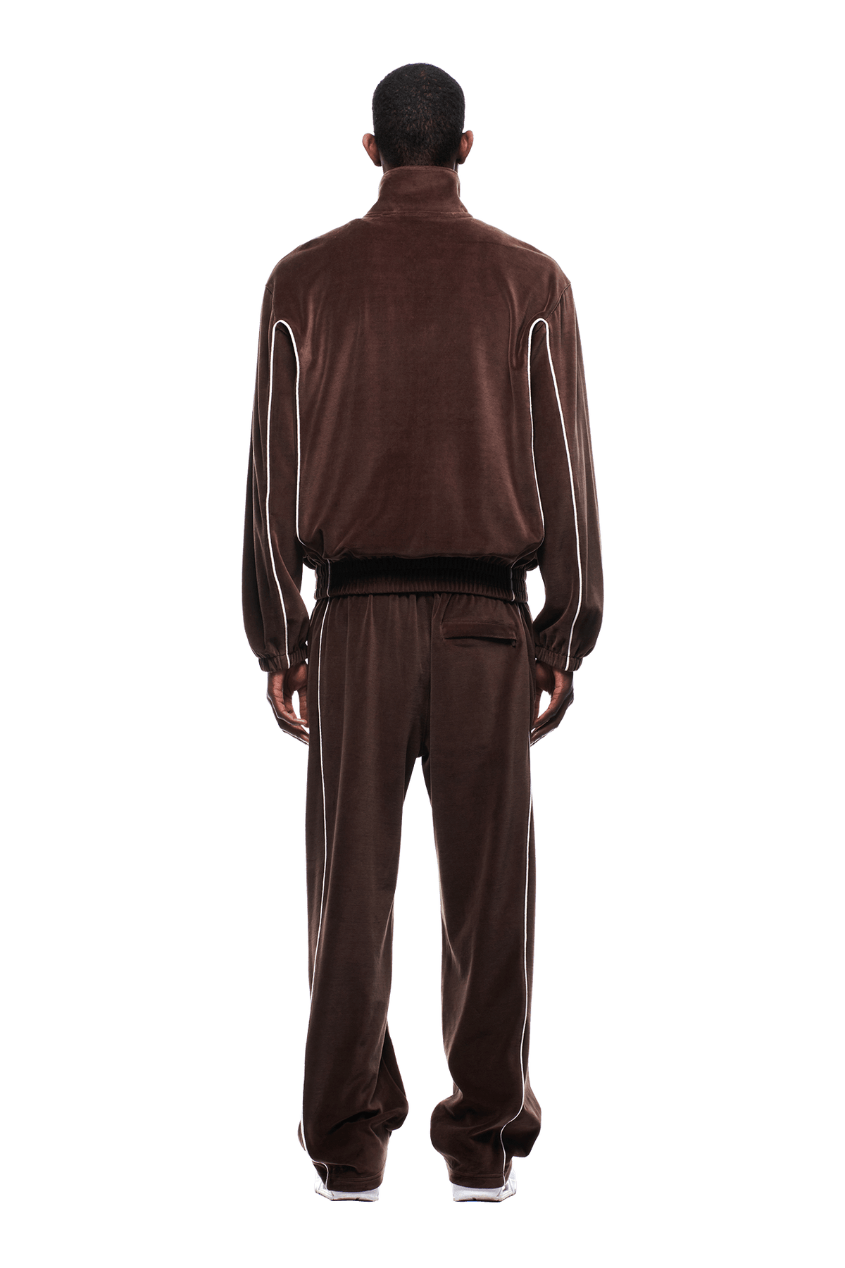 VELOURS TRACK JACKET CHOCOLATE BROWN