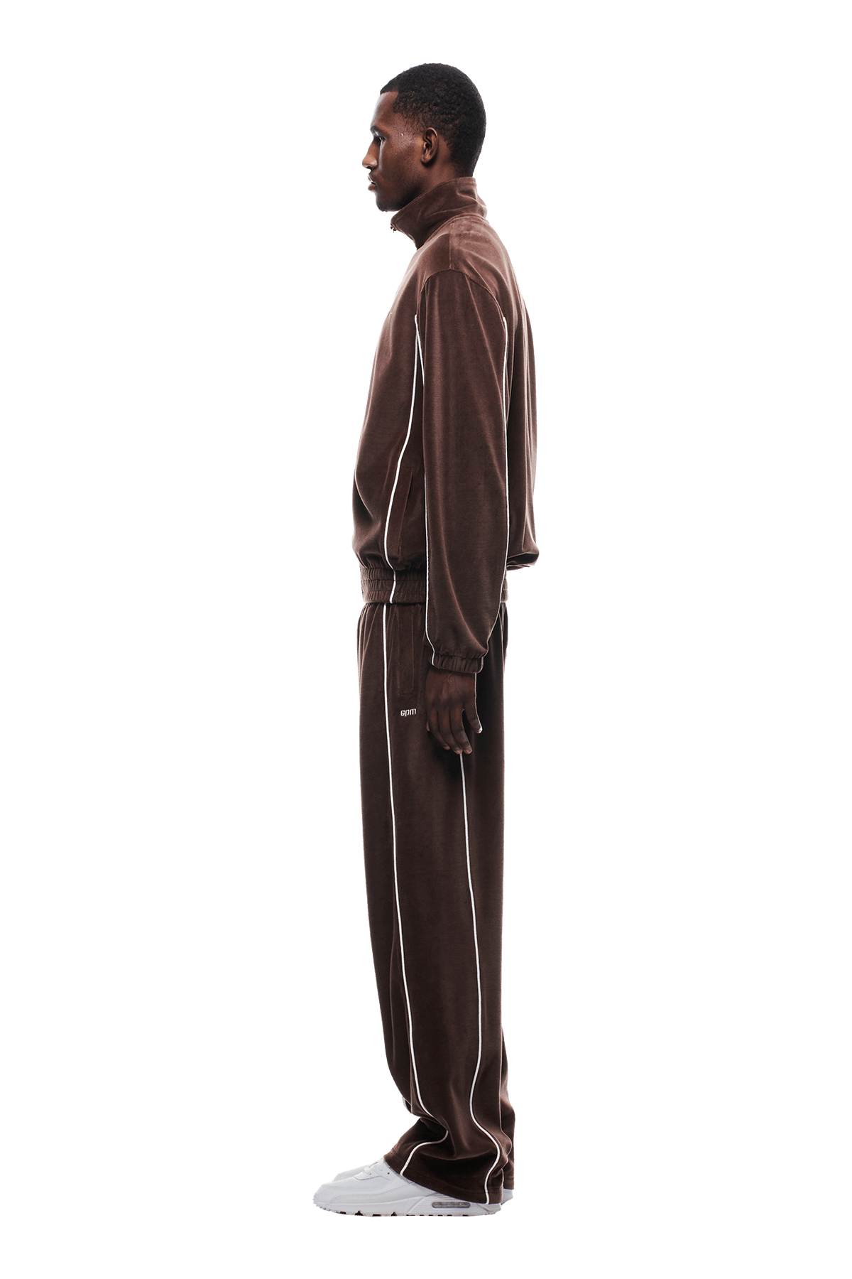 VELOURS TRACK JACKET CHOCOLATE BROWN