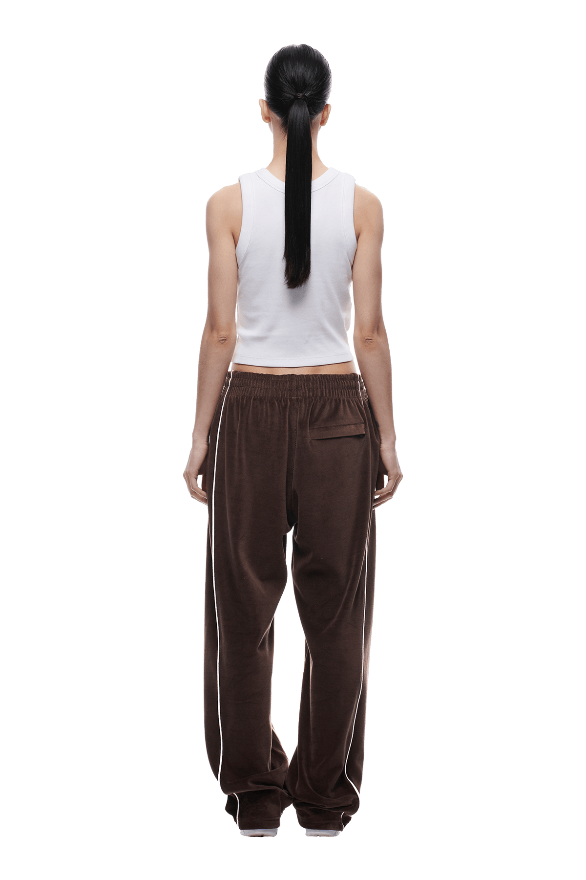 VELOURS TRACK PANT CHOCOLATE BROWN