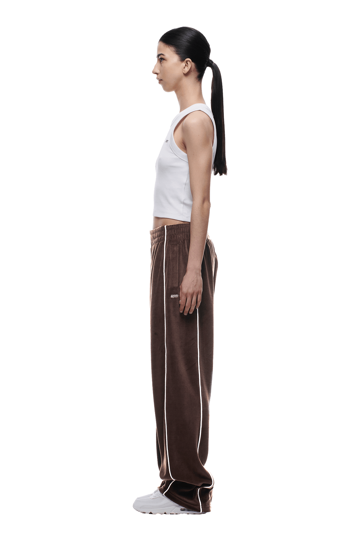 VELOURS TRACK PANT CHOCOLATE BROWN