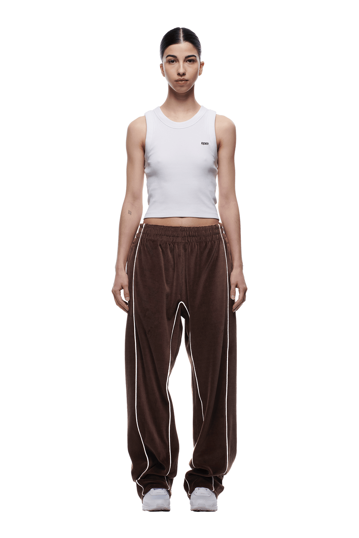 VELOURS TRACK PANT CHOCOLATE BROWN