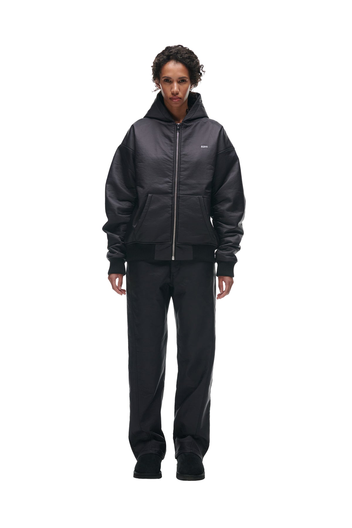 CRINKLE ZIP JACKET BLACK
