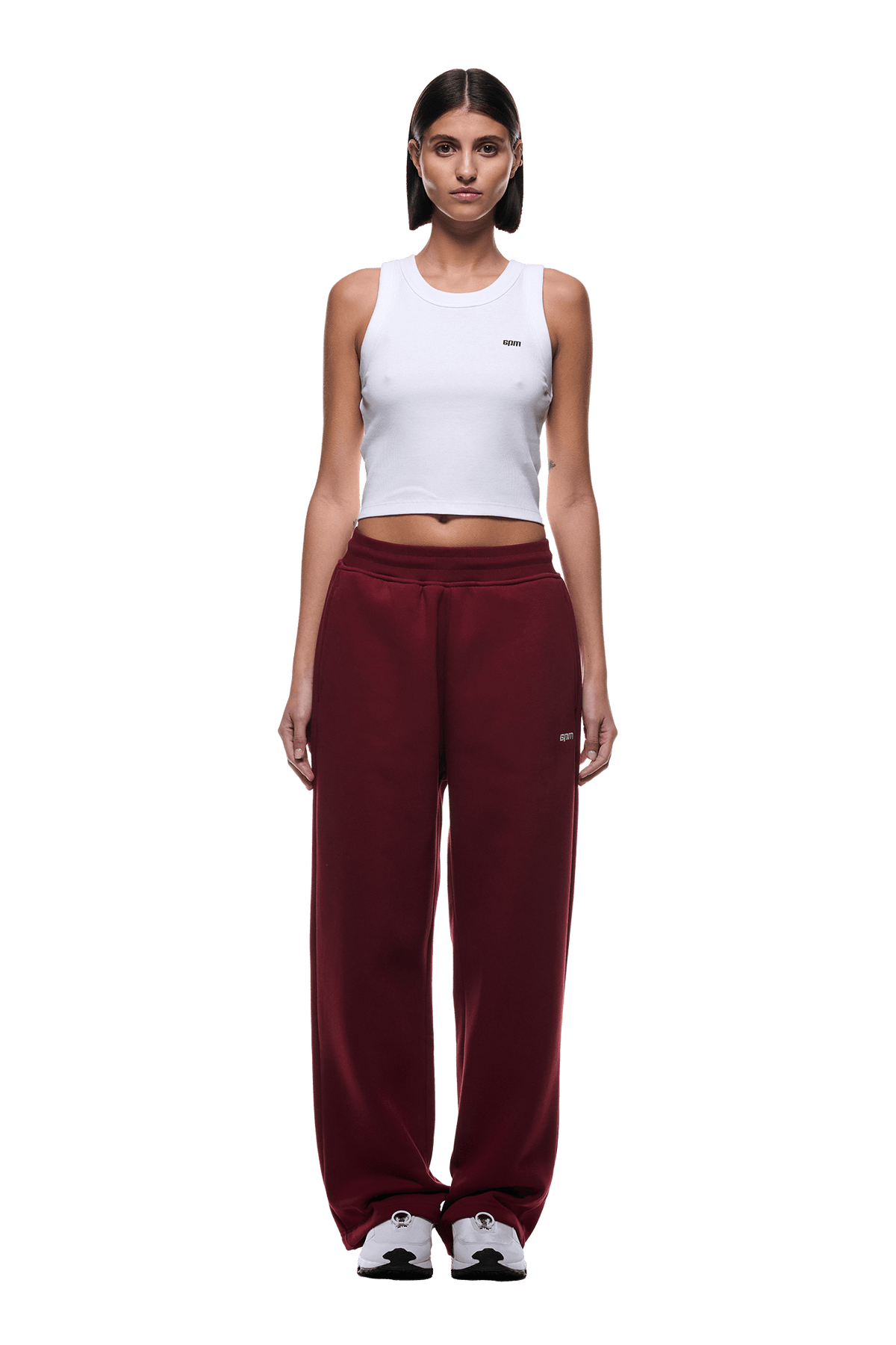 OPEN LEG JOGGER WINE RED