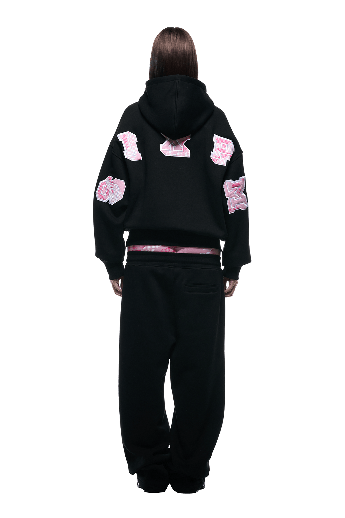 DOT CAMO LETTER HOODIE BLACK
