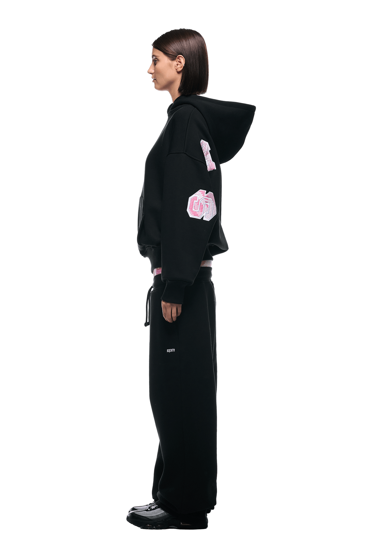 DOT CAMO LETTER HOODIE BLACK