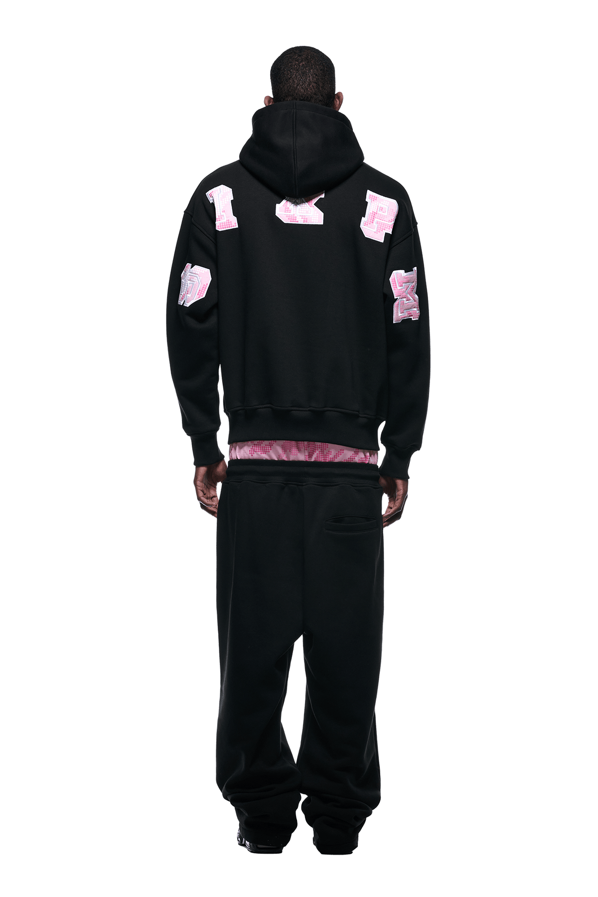 DOT CAMO LETTER HOODIE BLACK