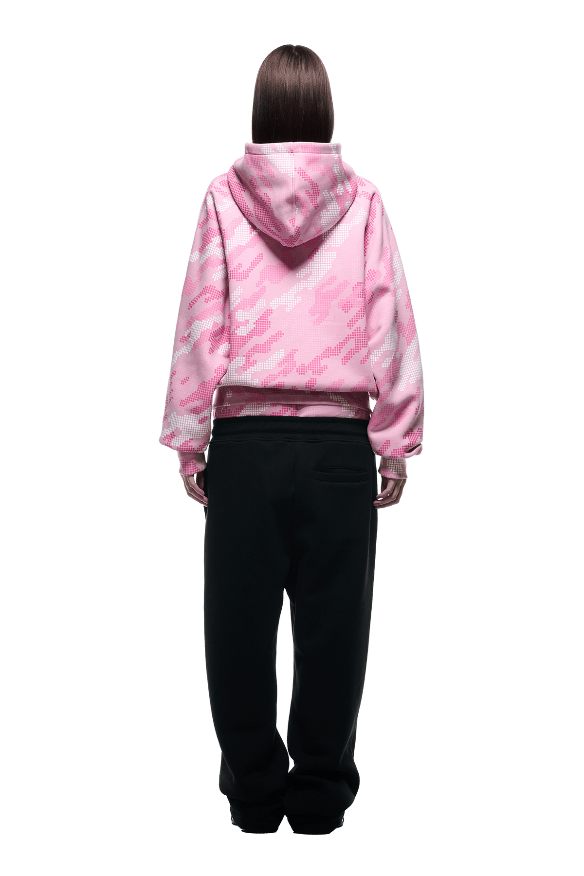 DOT CAMO ZIP HOODIE PINK
