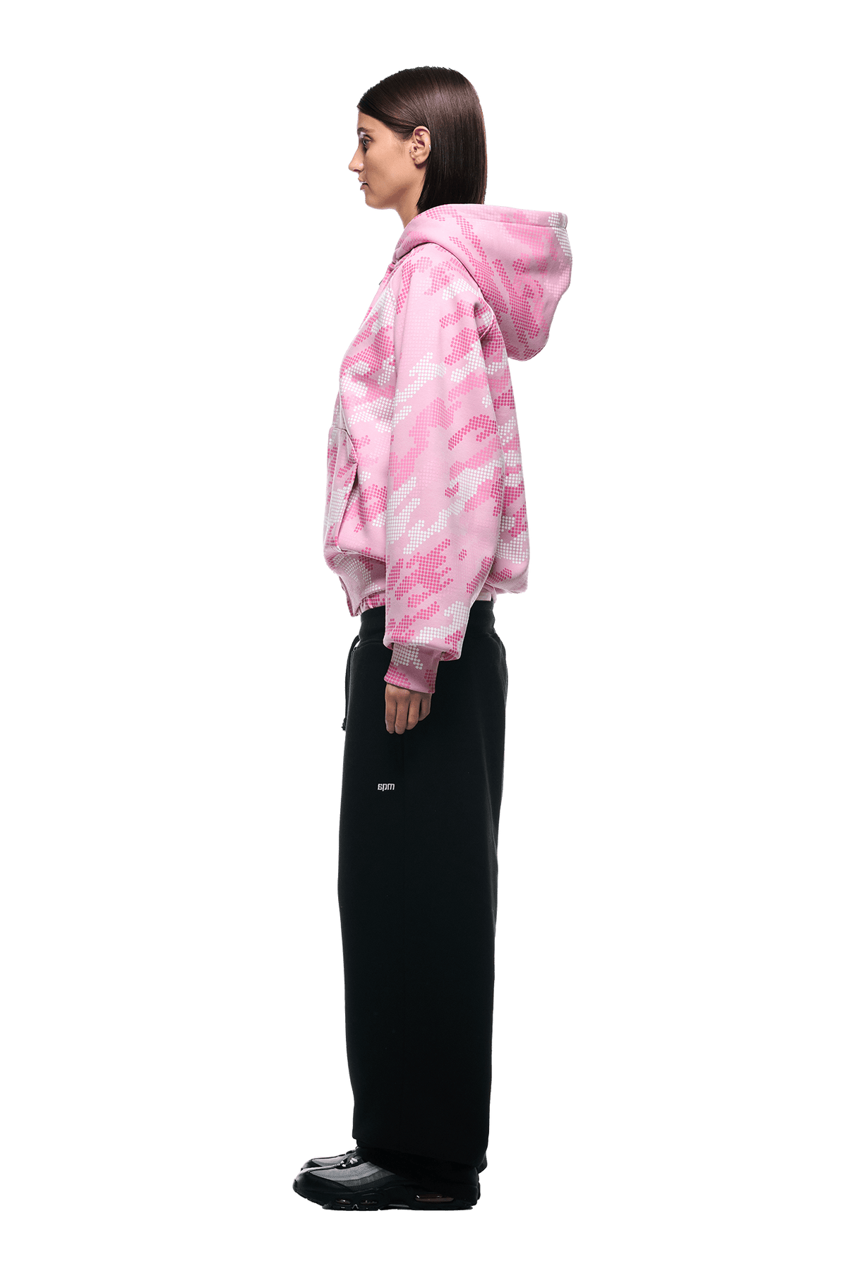 DOT CAMO ZIP HOODIE PINK