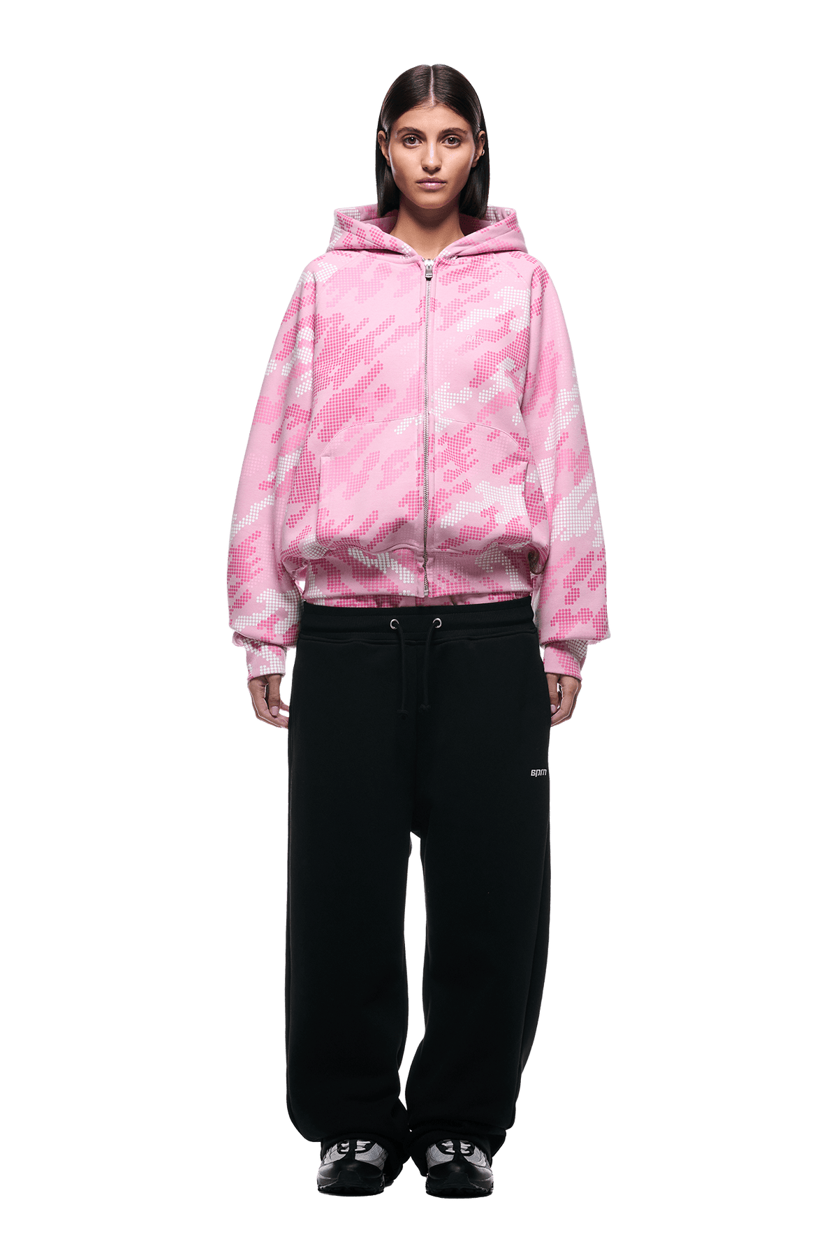 DOT CAMO ZIP HOODIE PINK