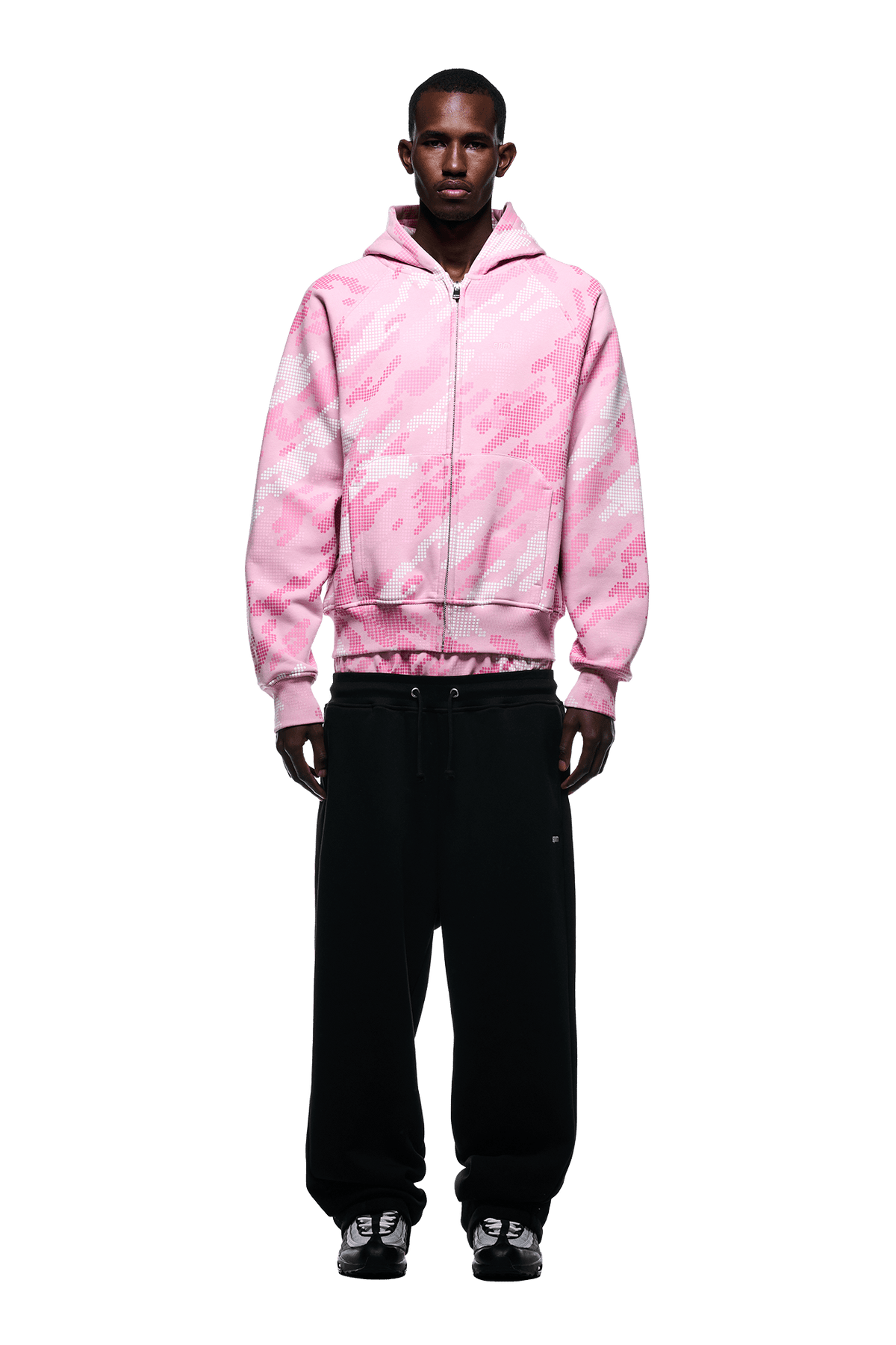 DOT CAMO ZIP HOODIE PINK