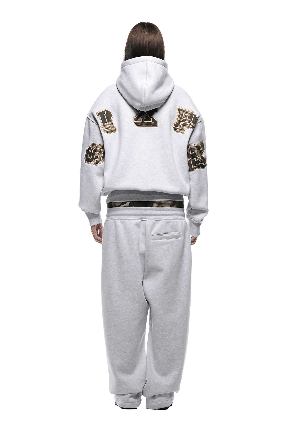 DOT CAMO LETTER HOODIE GREY