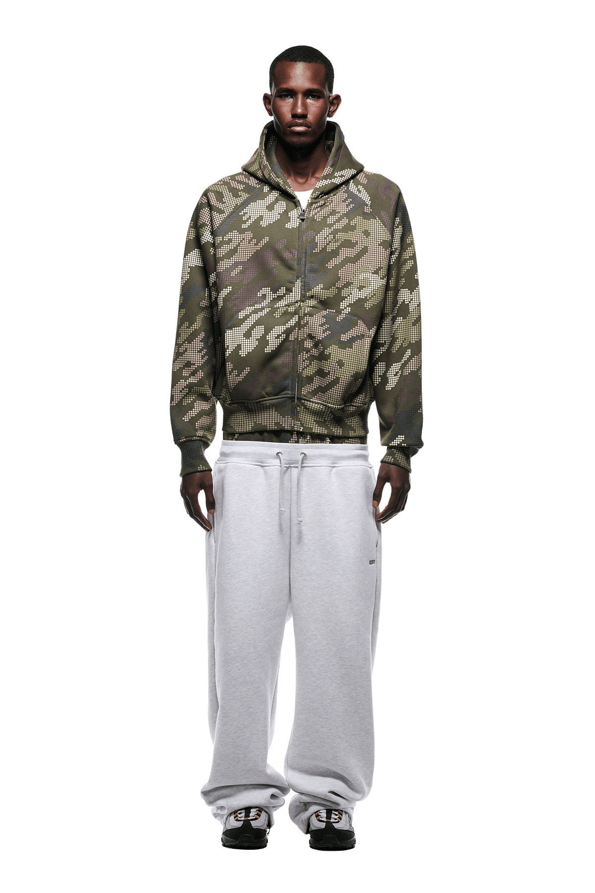 DOT CAMO ZIP HOODIE GREEN
